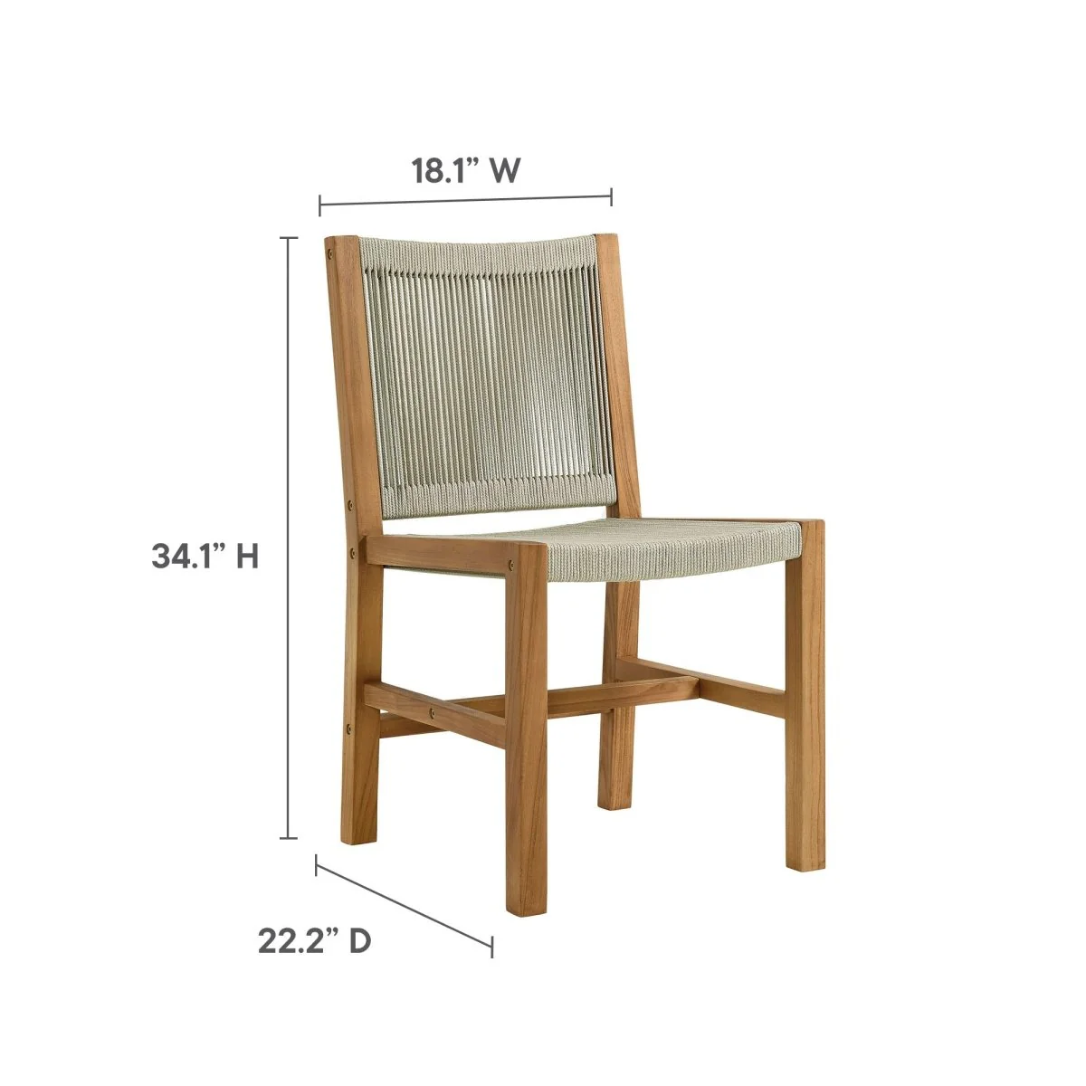 5-Piece Outdoor Teak and Rope Dining Set with Armless Chairs for Patio and Garden - Image 4