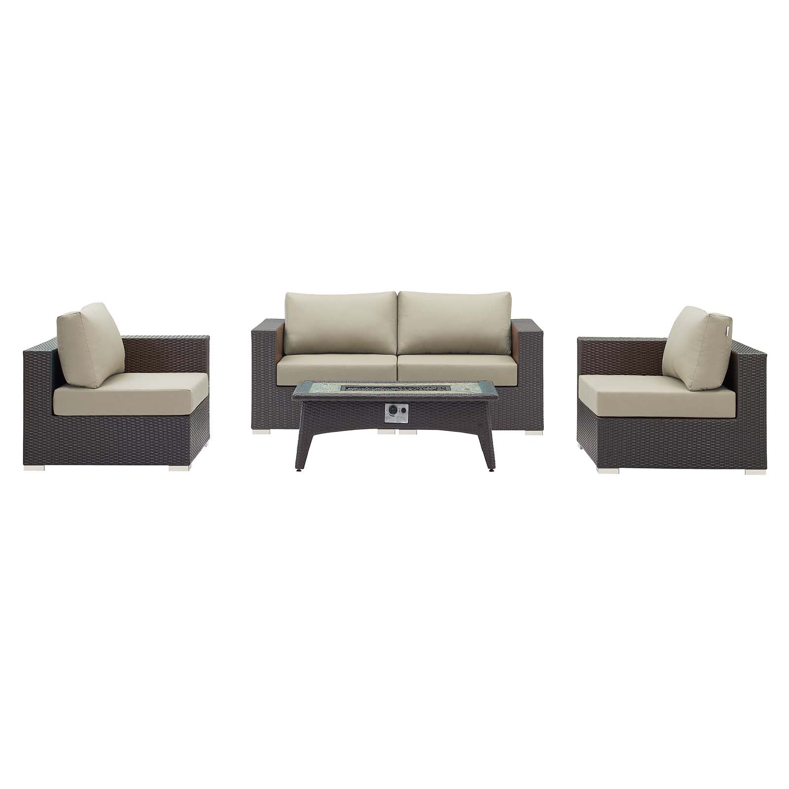 5-Piece Outdoor Wicker Patio Seating Set with Fire Pit Table - Image 15