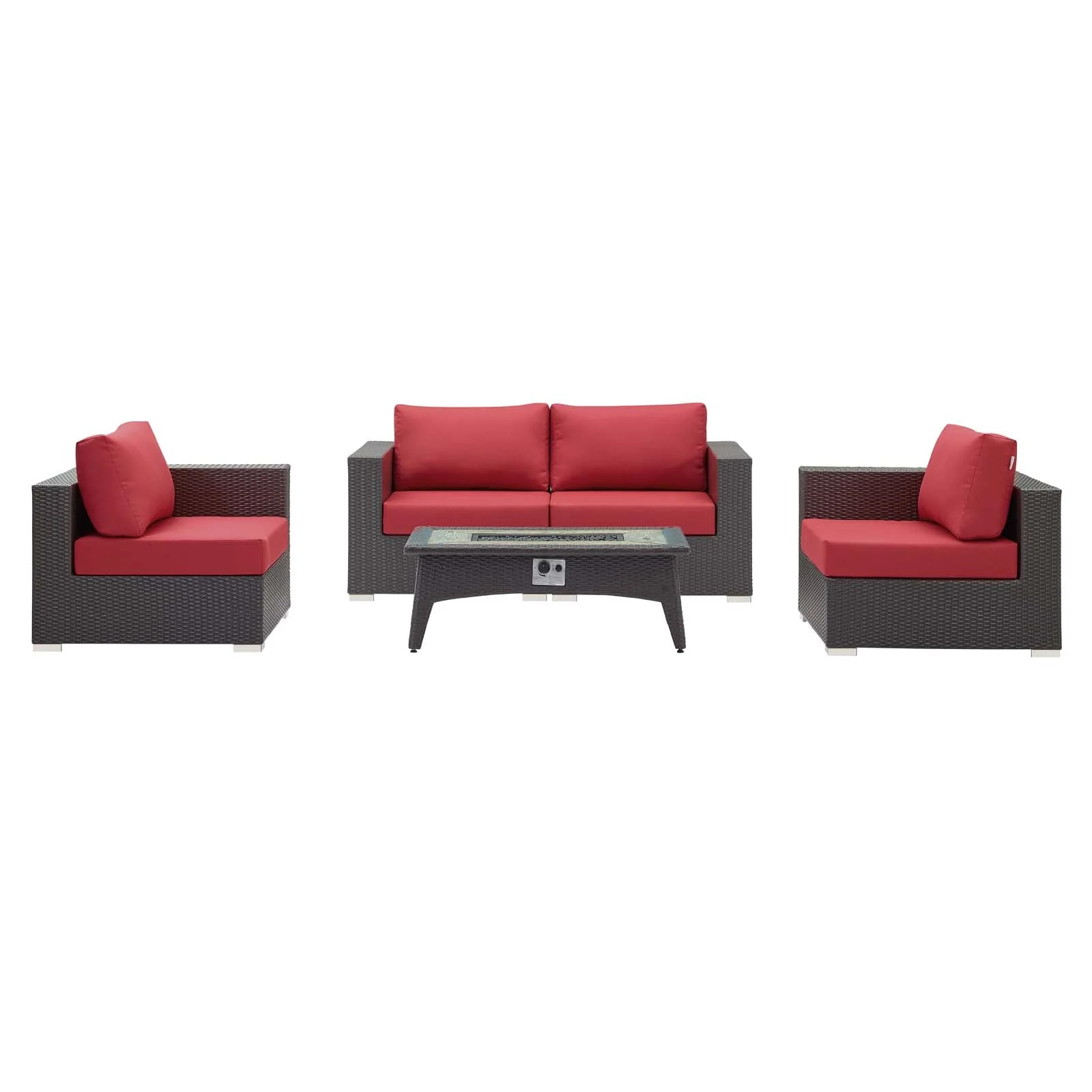 5-Piece Outdoor Wicker Patio Seating Set with Fire Pit Table - Image 22