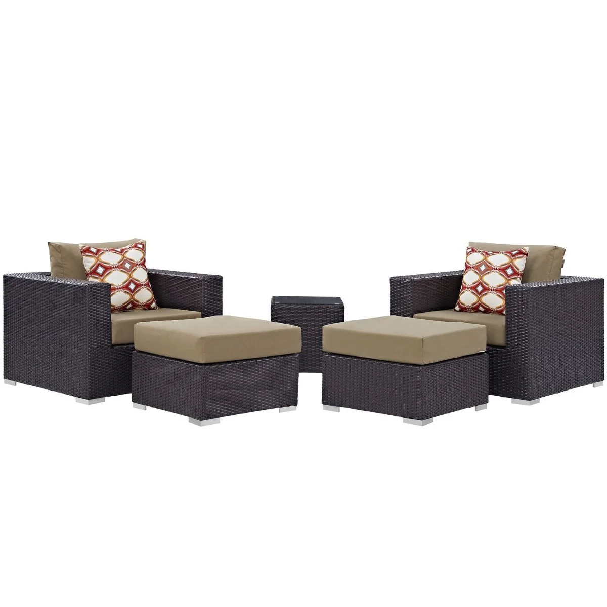 5-Piece Outdoor Wicker Patio Sectional Set