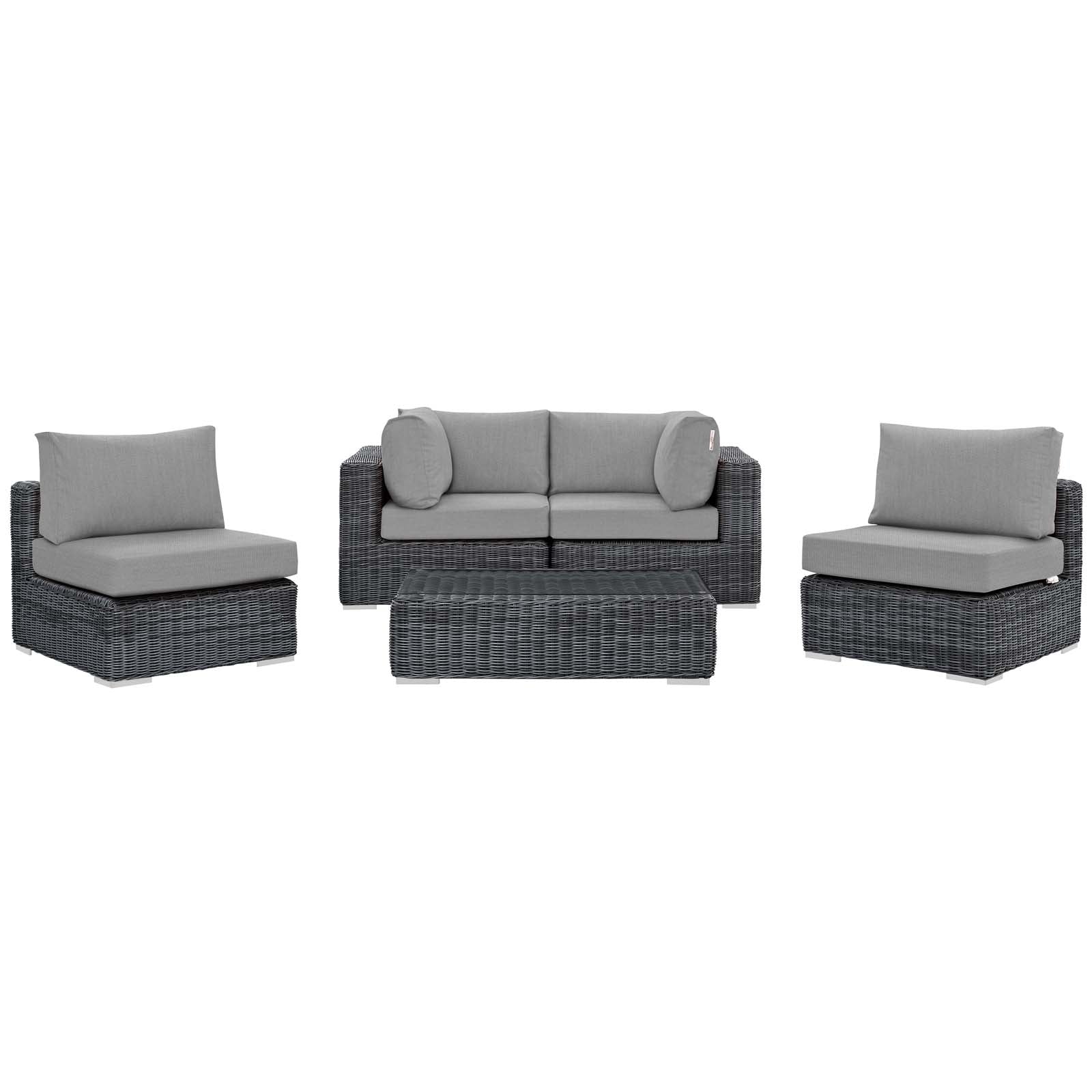 5-Piece Outdoor Wicker Patio Sectional Set with Sunbrella Fabric - Image 21