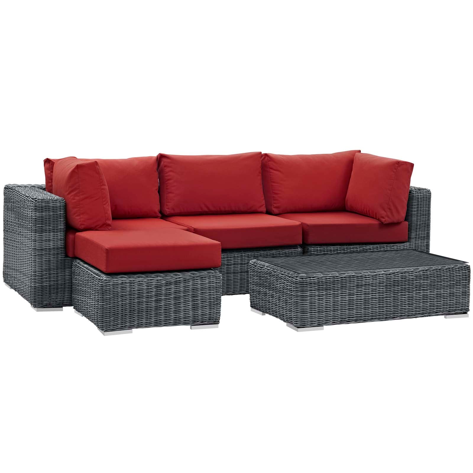 5-Piece Outdoor Wicker Patio Sectional Set with Sunbrella Fabric - Image 15