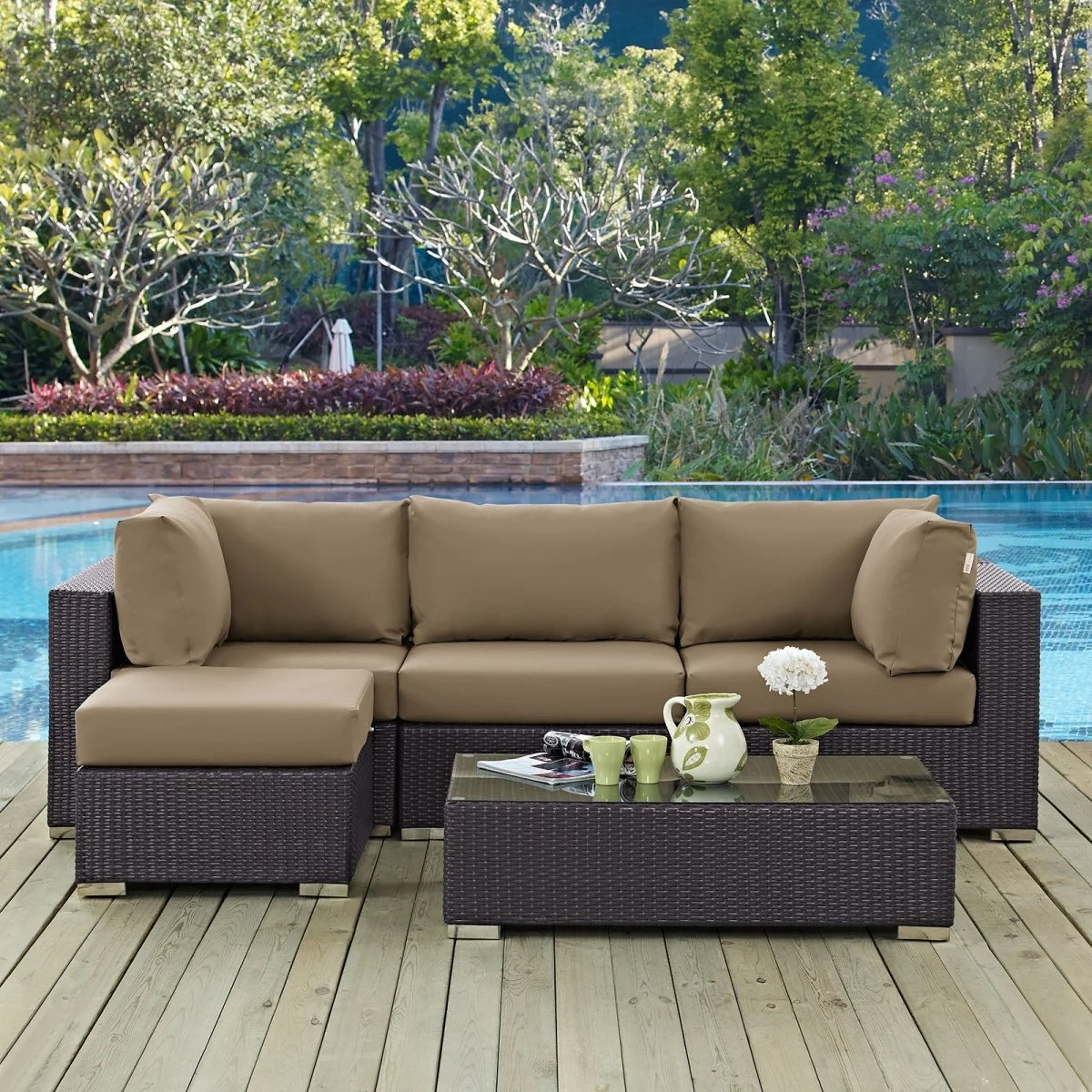 5-Piece Outdoor Woven Patio Sectional Set - Image 15