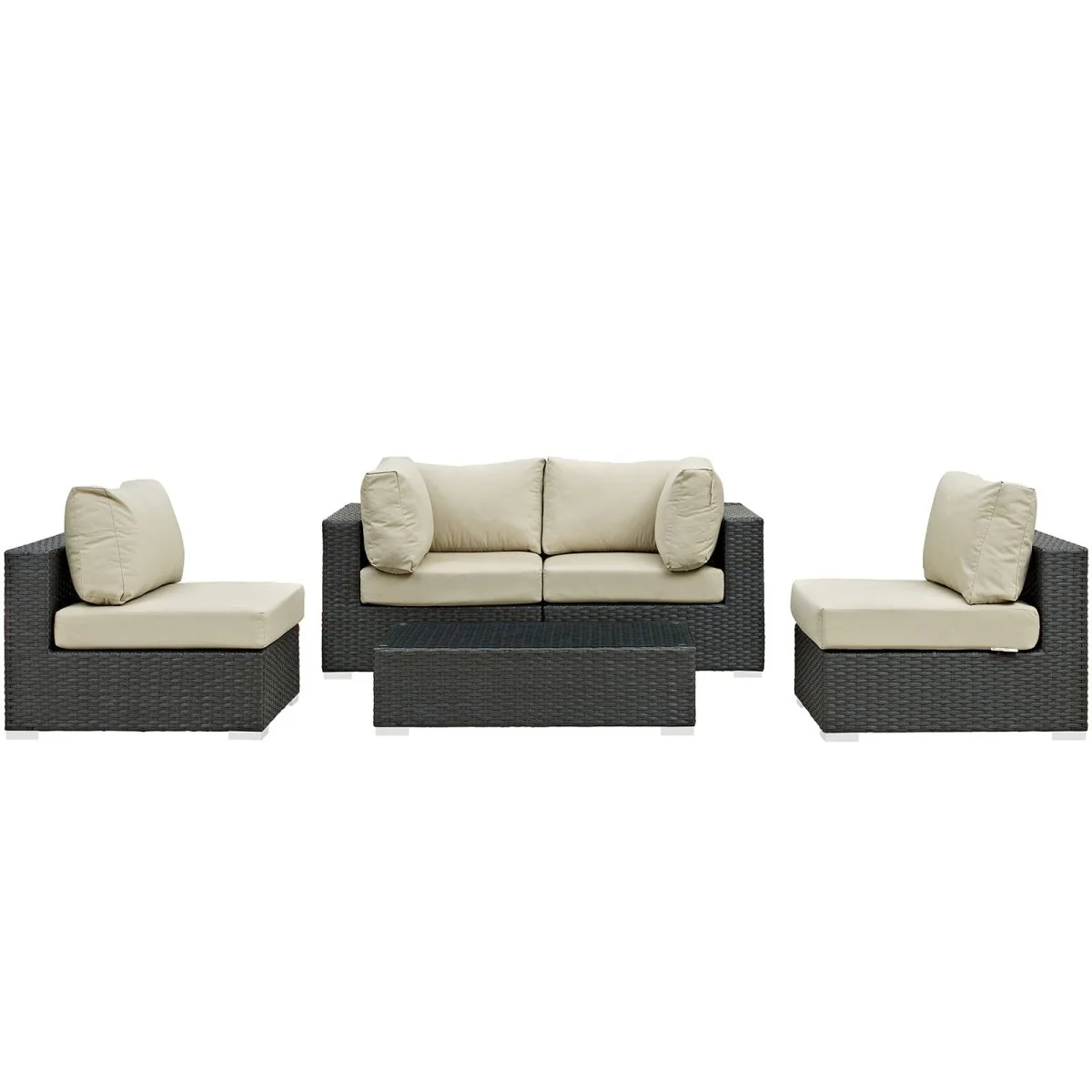 5-Piece Outdoor Woven Patio Sectional Set with Performance Cushions - Image 6