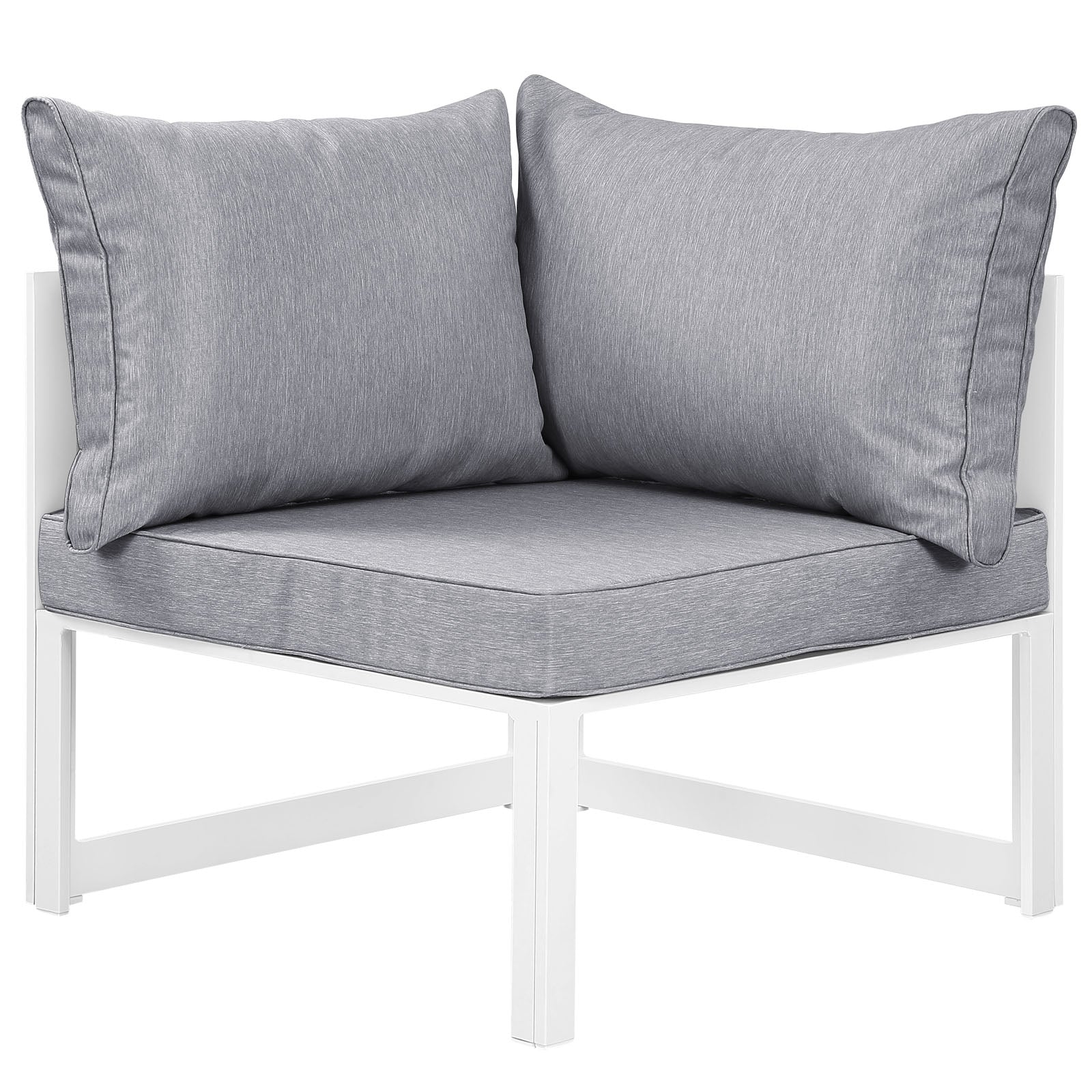 5-Piece White Gray Aluminum Patio Sectional Sofa Set - Image 3
