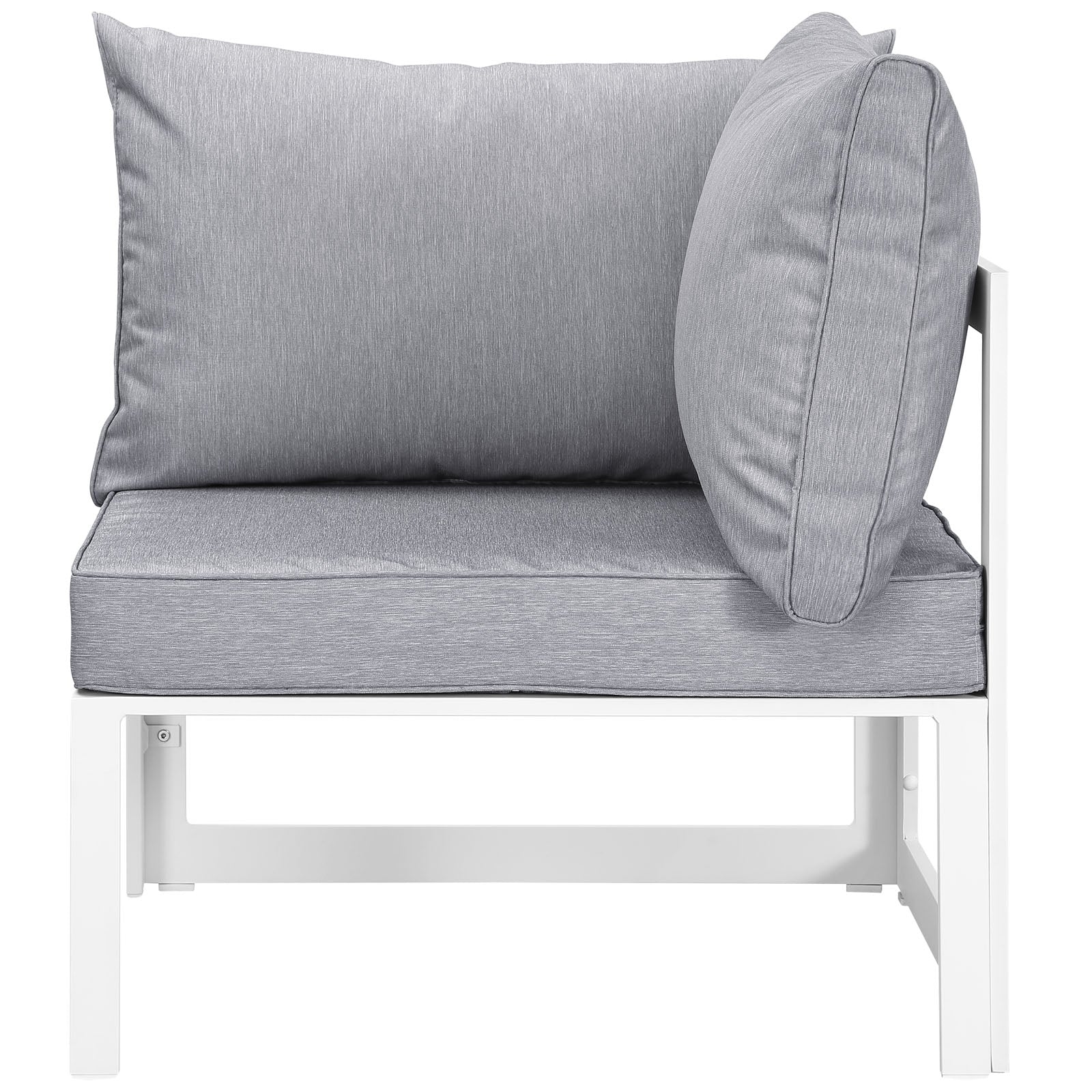 5-Piece White Gray Aluminum Patio Sectional Sofa Set - Image 6