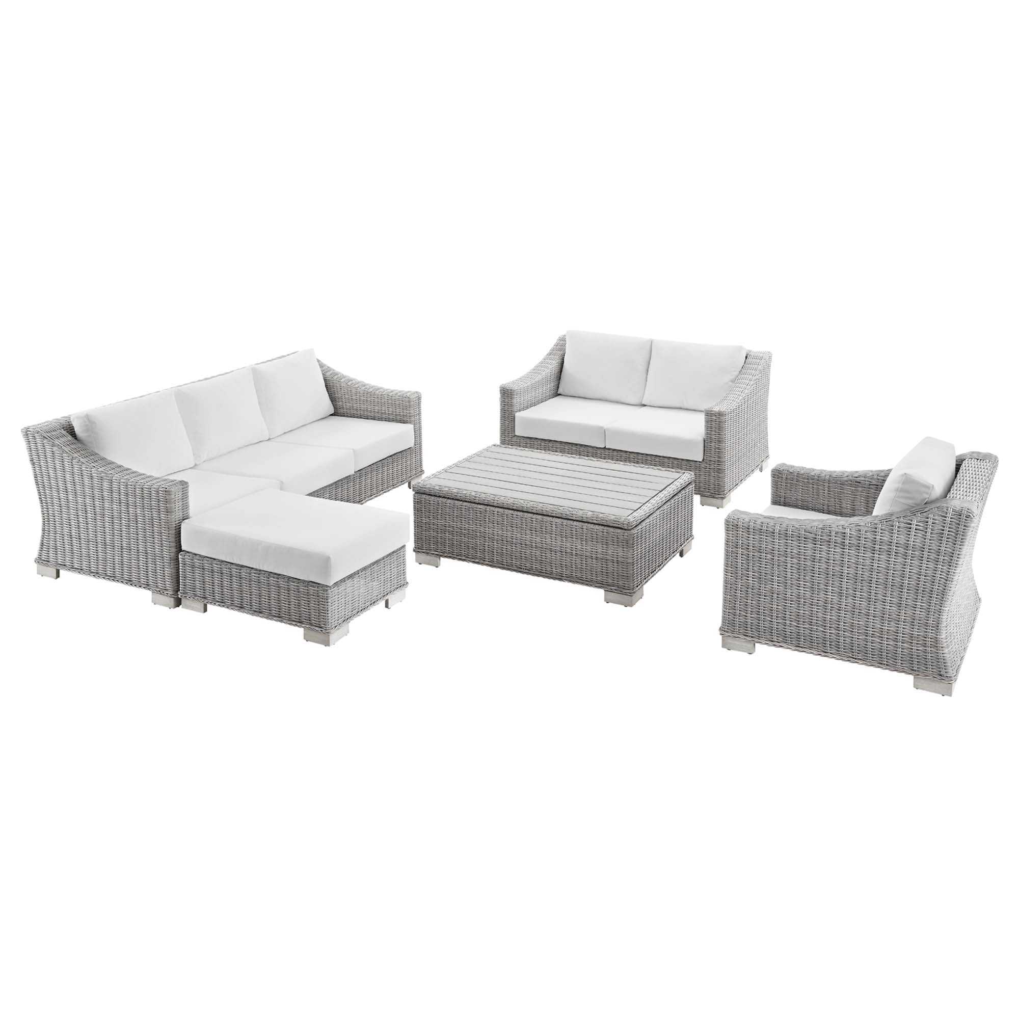 5-Piece Wicker Rattan Outdoor Patio Furniture Set with Sofa, Chairs and Table - Image 21