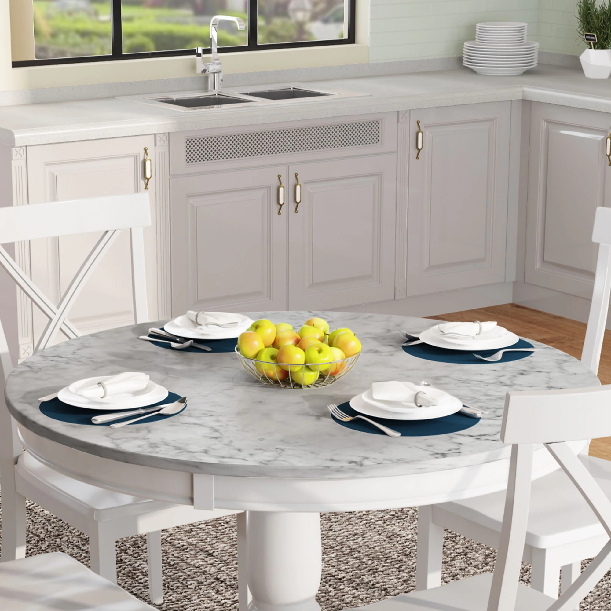 5 Pieces Dining Table And Chairs Set For 4 Persons, Kitchen Room Solid Wood Table With 4 Chairs - Image 4