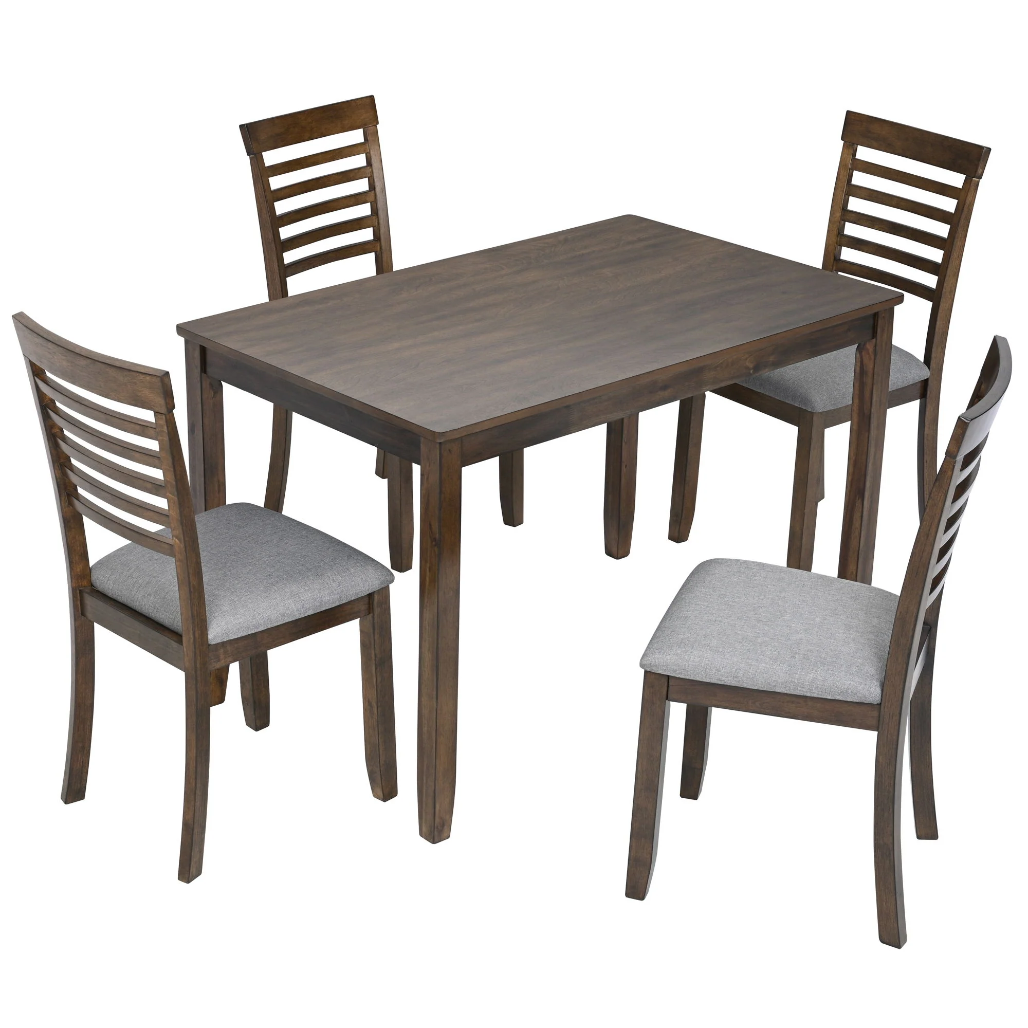 5 Pieces Modern Dining Set, Rectangular Wooden Dining Table With 4 Upholstered Chairs - Image 2