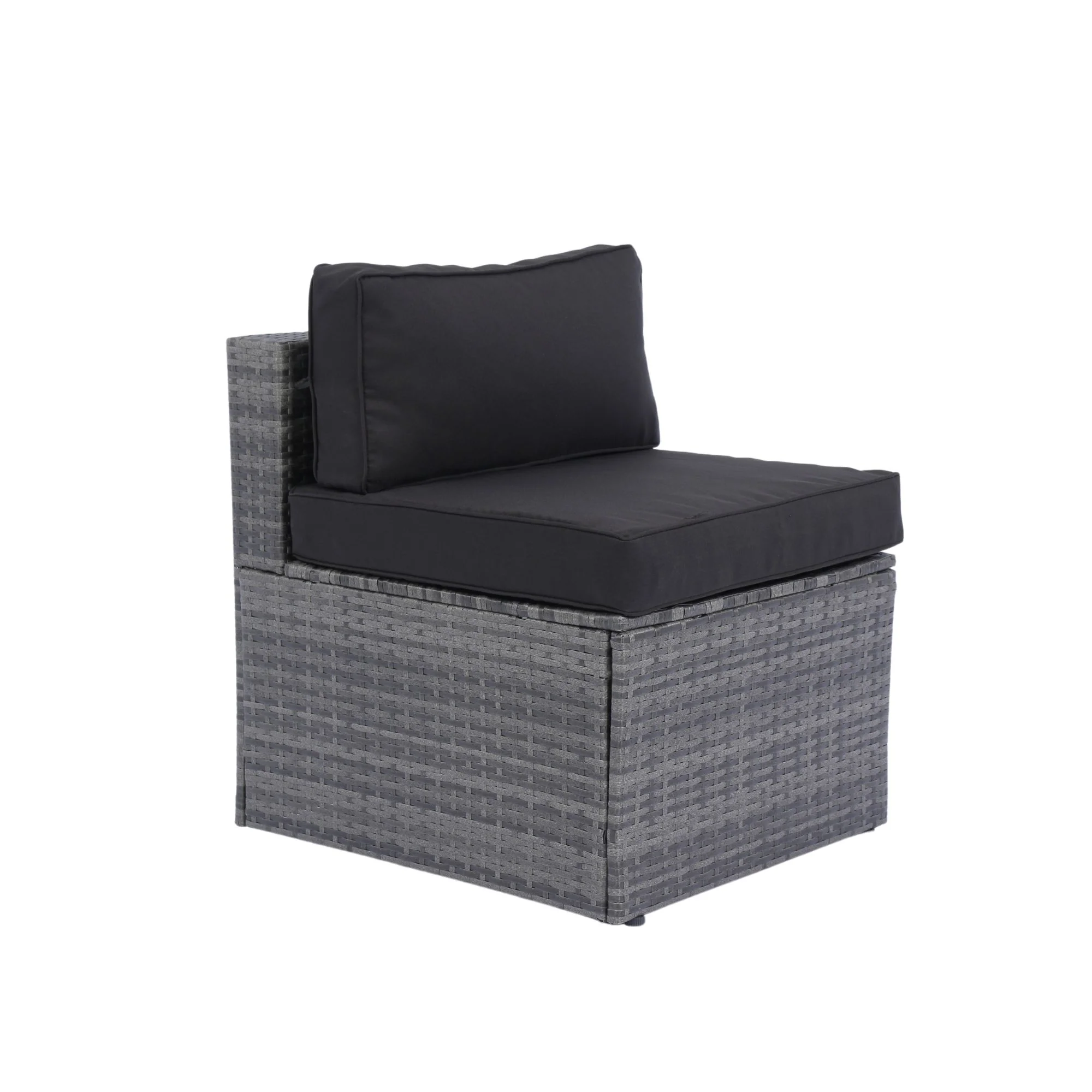 5 Pieces Rattan Sectional Outdoor Furniture Cushioned U Sof Set With 2 Pillow - Gray / Black - Image 6