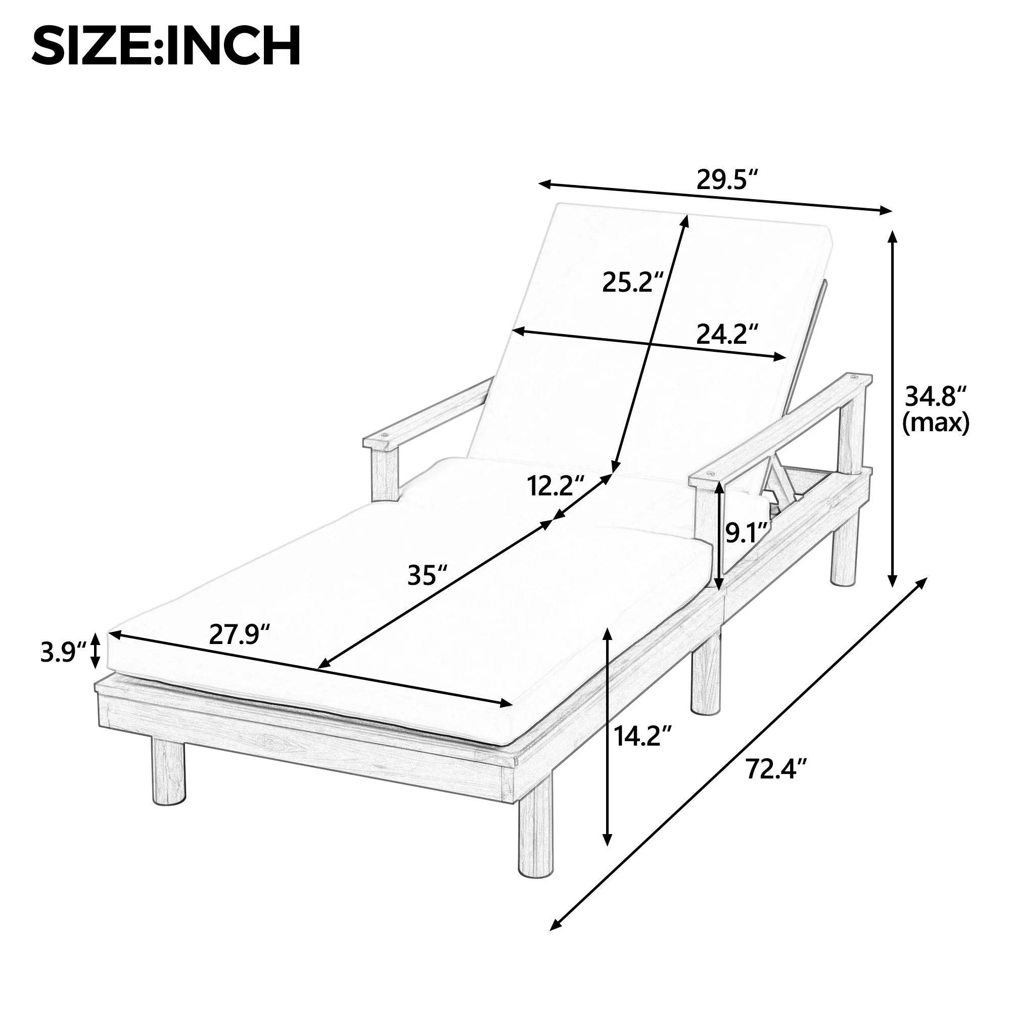 5 Position Adjustable Outdoor Chaise Lounge - Image 14