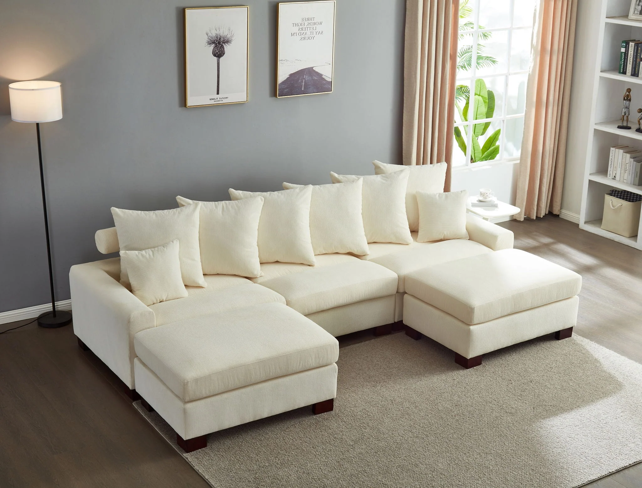 5 Seater Oversized Convertible L & U Shaped Couch - Image 13