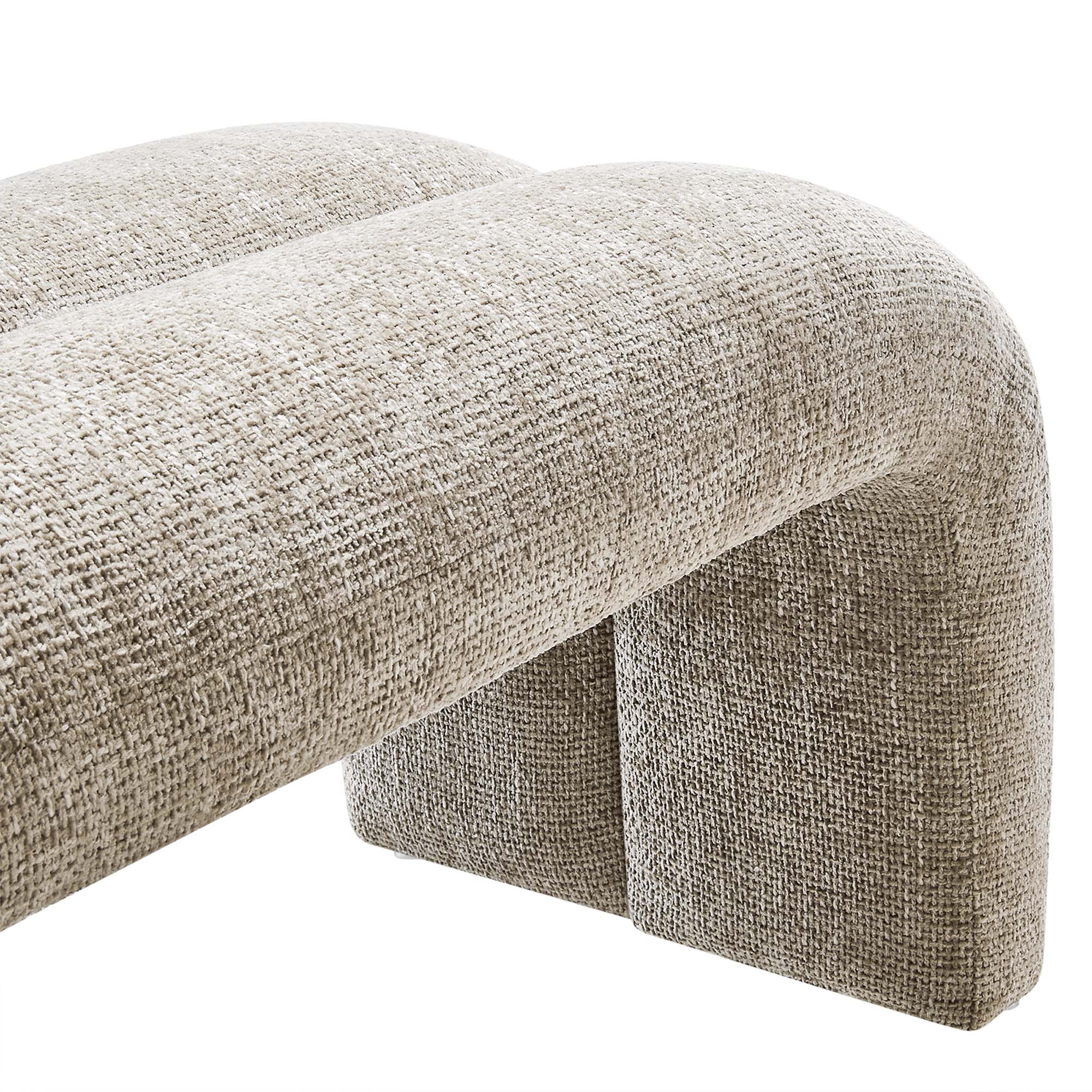 51 Inch Chenille Upholstered Accent Bench with Rounded Corners and Channel Seam - Image 6