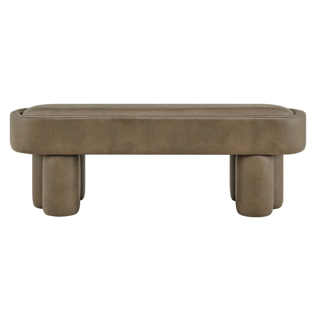 52 Inch Oval Vegan Leather Accent Bench with Sculptural Clover-Base Legs - Image 19
