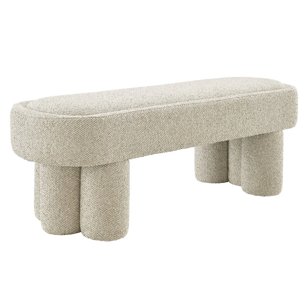 52 Inch Sculptural Oval Boucle Fabric Bench - Image 13