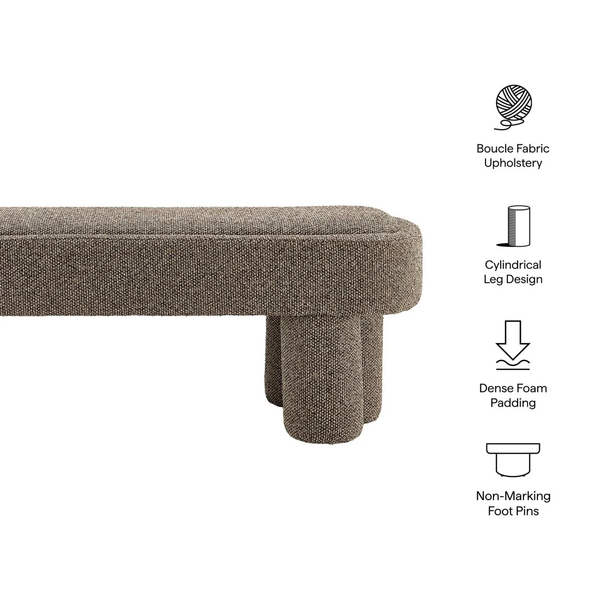 52 Inch Sculptural Oval Boucle Fabric Bench - Image 2