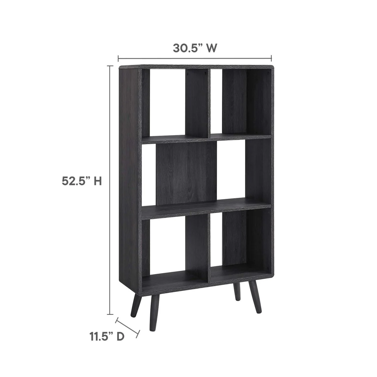52" Wood Grain Bookcase with 5 Open Storage Shelves - Image 11
