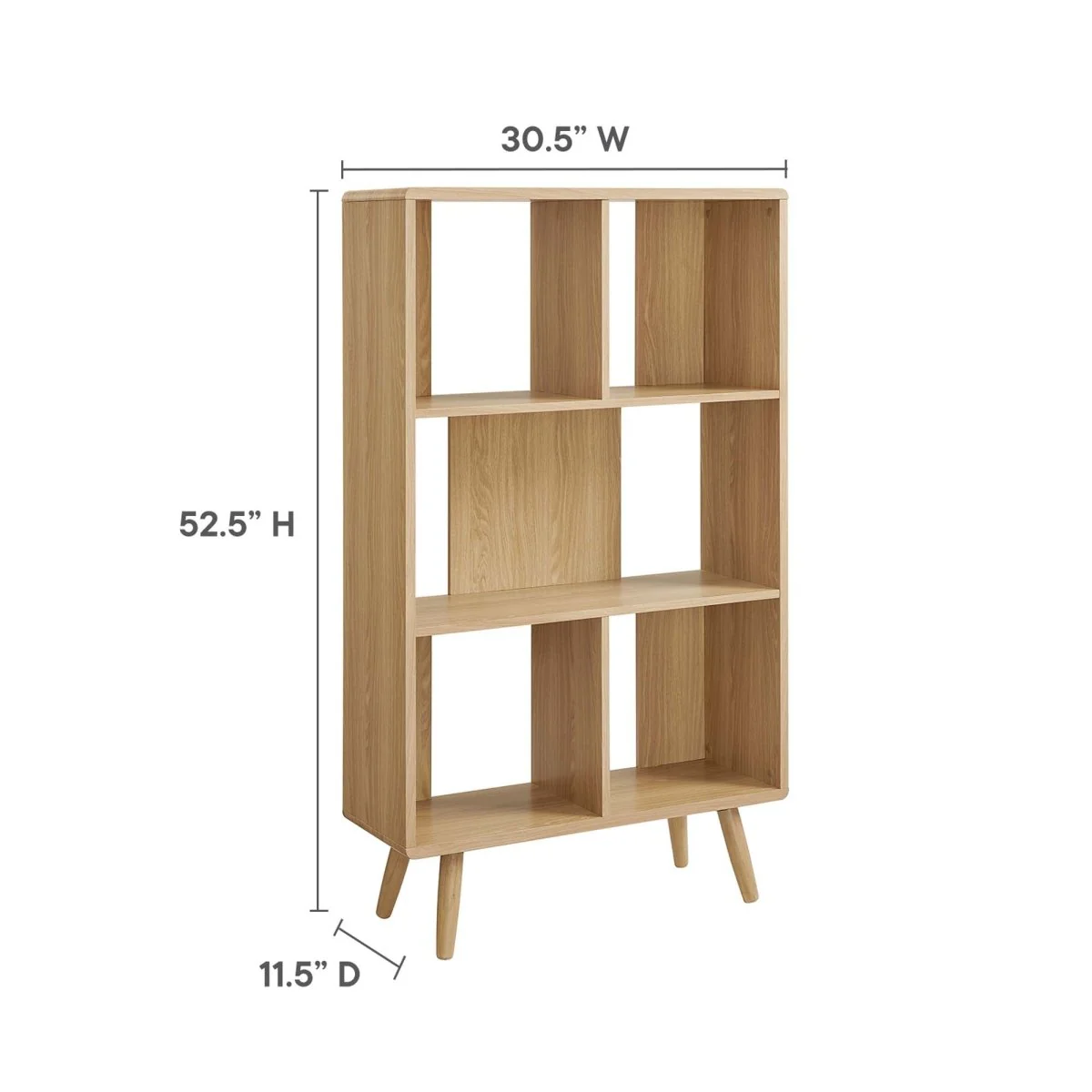 52" Wood Grain Bookcase with 5 Open Storage Shelves - Image 19