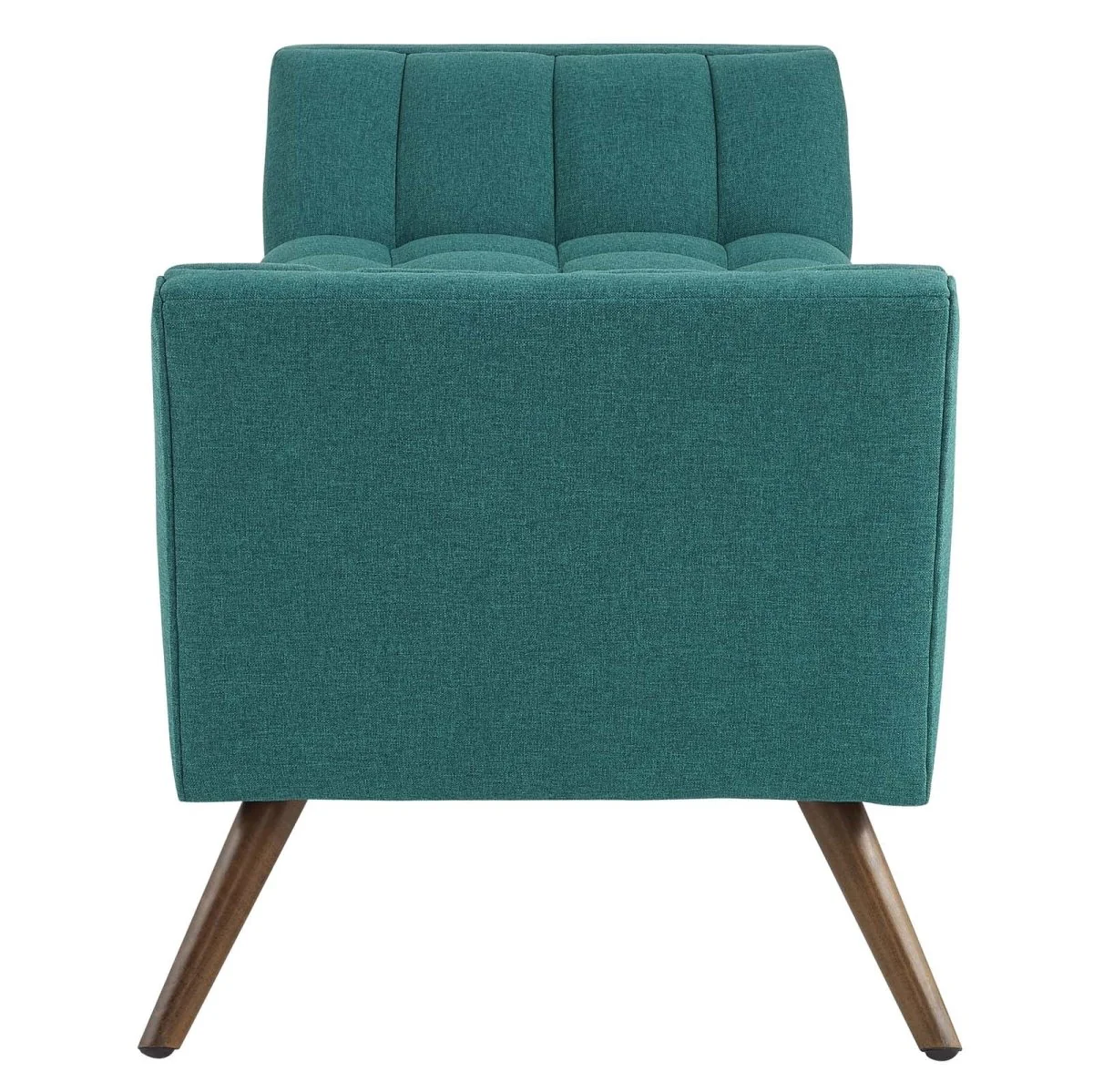 53 Inch Tufted Fabric Accent Bench with Sloping Arms and Tapered Wood Legs - Image 3