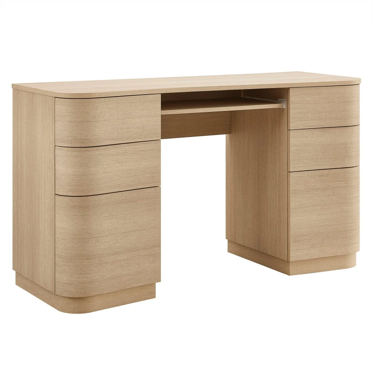 55" Curved 6-Drawer Office Desk with Keyboard Tray for Home and Professional Use - Image 11