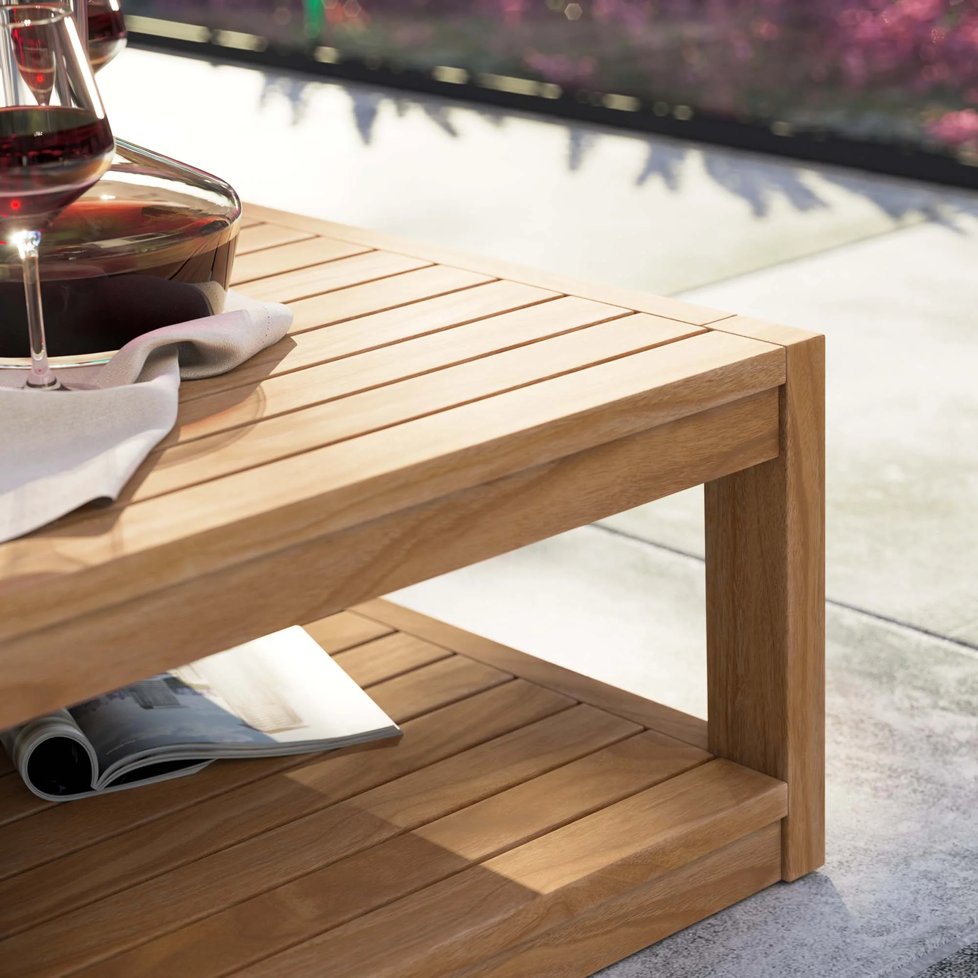 55" Natural Teak Wood Outdoor Patio Coffee Table - Image 3