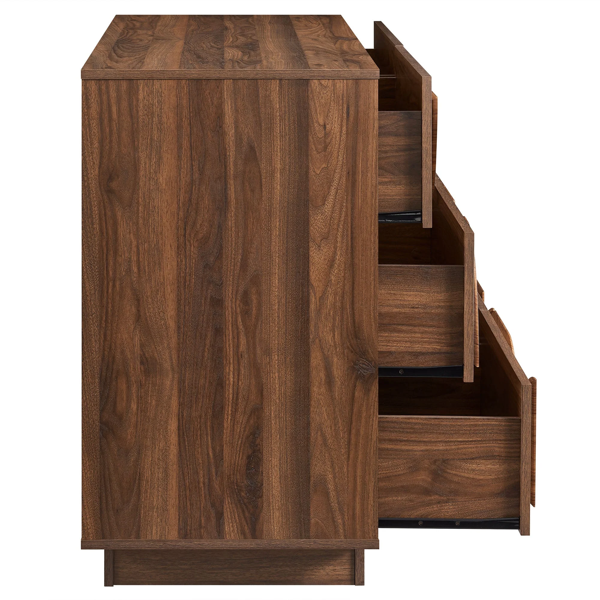 57" Walnut Geometric Front 6-Drawer Bedroom Dresser - Image 7
