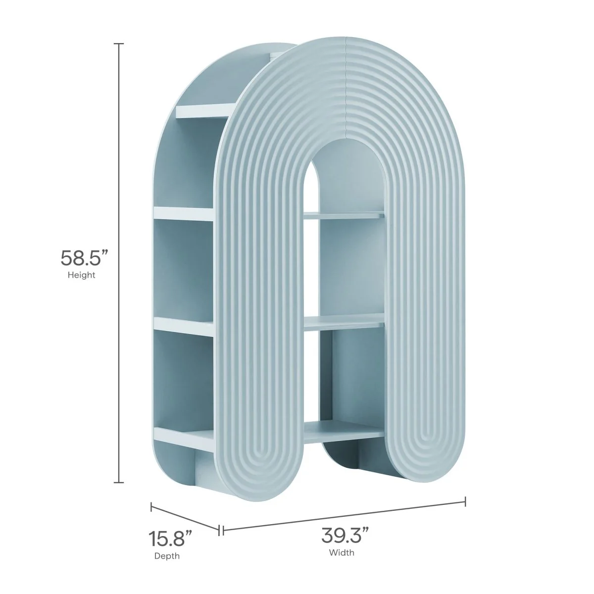 58" Arched Ripple Sculptural Bookshelf with Open Display - Image 10
