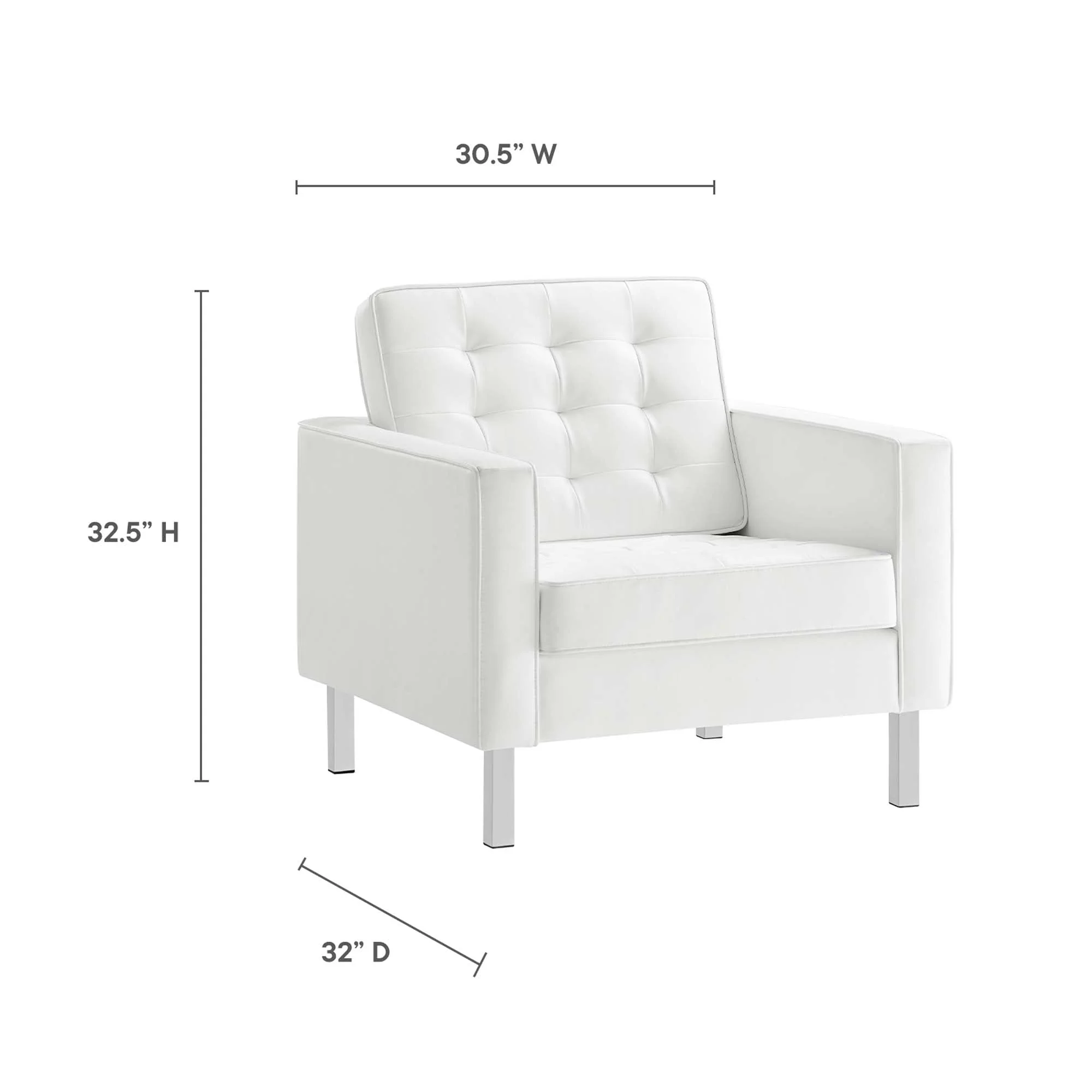 58 Inch Tufted Vegan Leather Armchair and Ottoman Set - Image 17