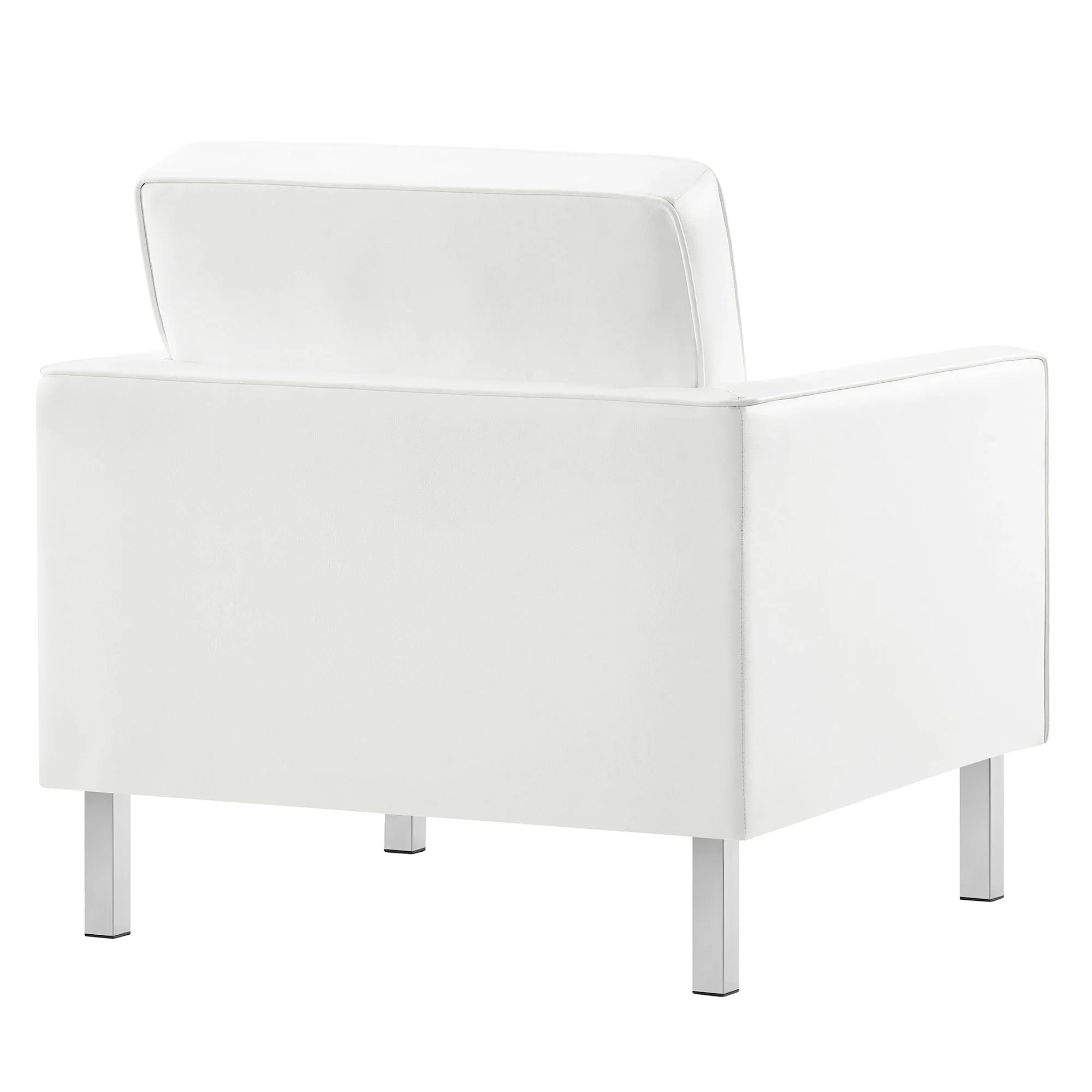 58 Inch Tufted Vegan Leather Armchair and Ottoman Set - Image 19