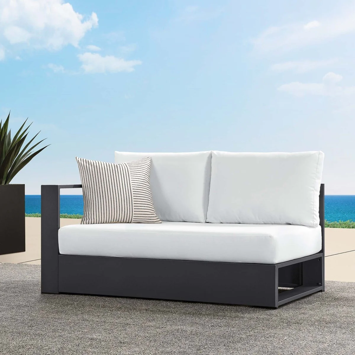 58" Modern Powder-Coated Aluminum Outdoor Left-Facing Loveseat for Patio & Garden - Image 9