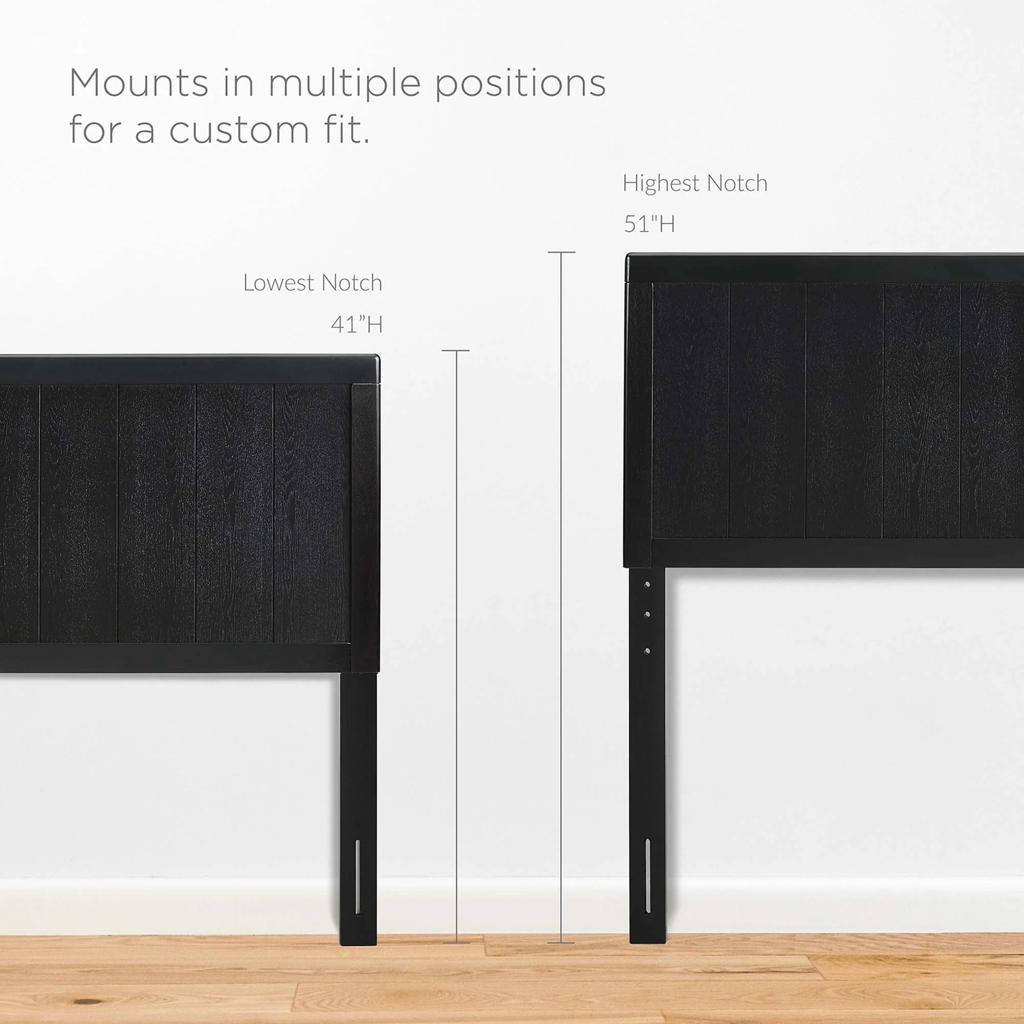 Wood Platform Bed with Paneled Headboard and Splayed Legs - Image 14