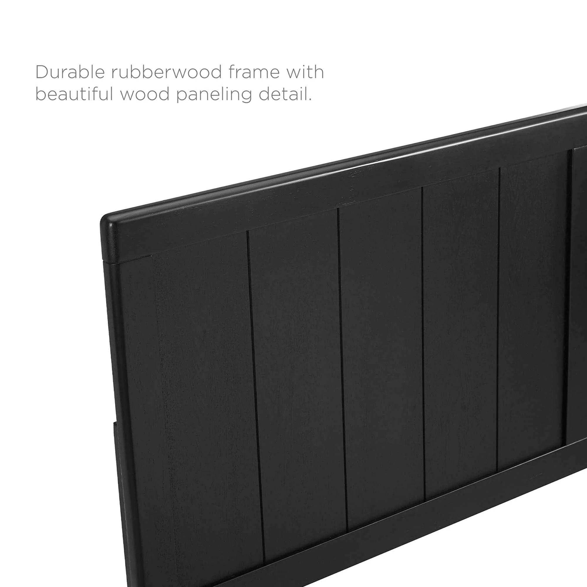 Wood Platform Bed with Paneled Headboard and Splayed Legs - Image 15