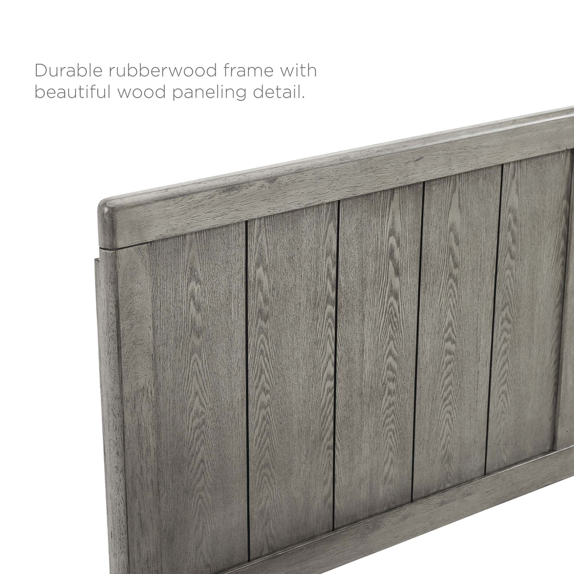 Wood Platform Bed with Paneled Headboard and Splayed Legs - Image 26
