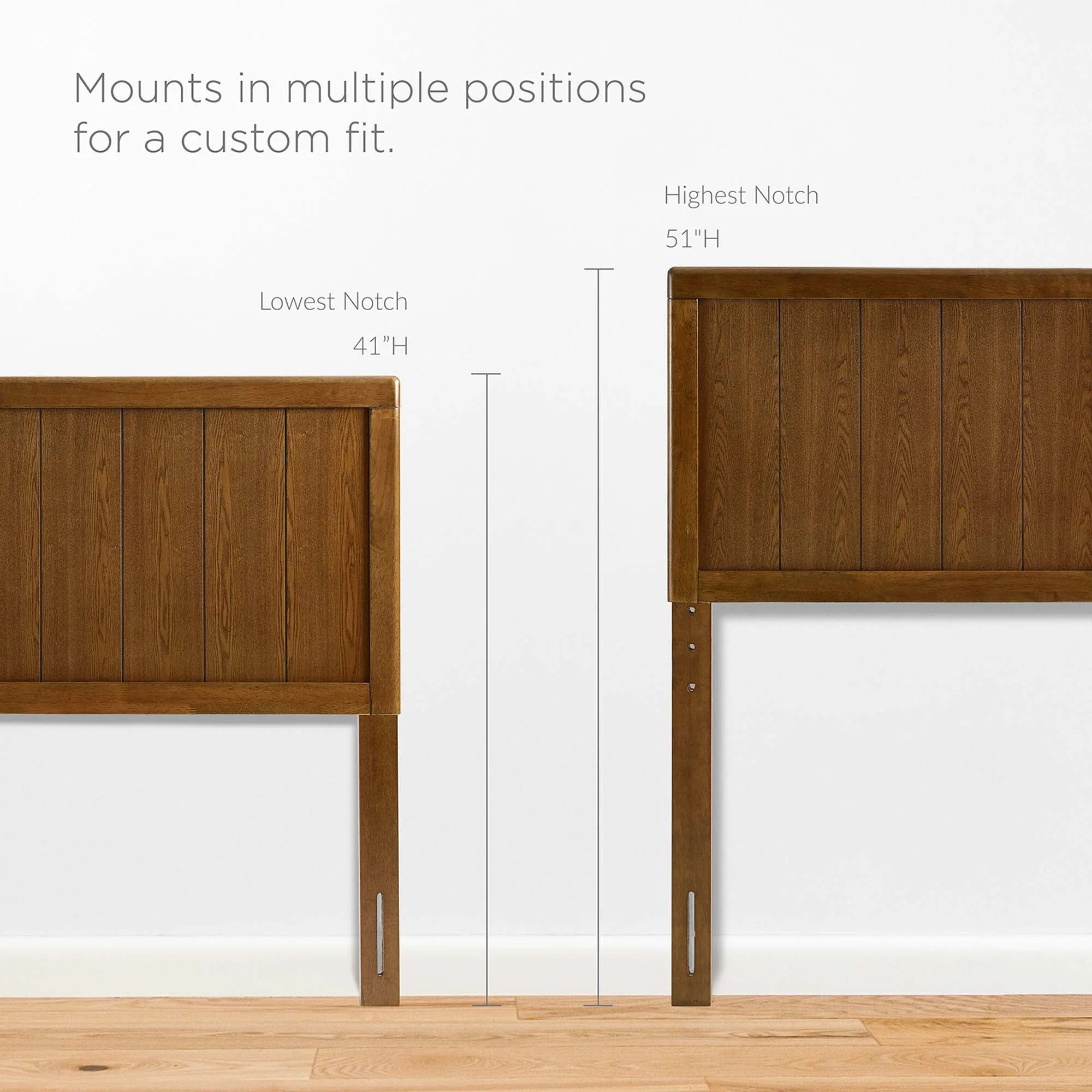 Wood Platform Bed with Paneled Headboard and Splayed Legs - Image 39