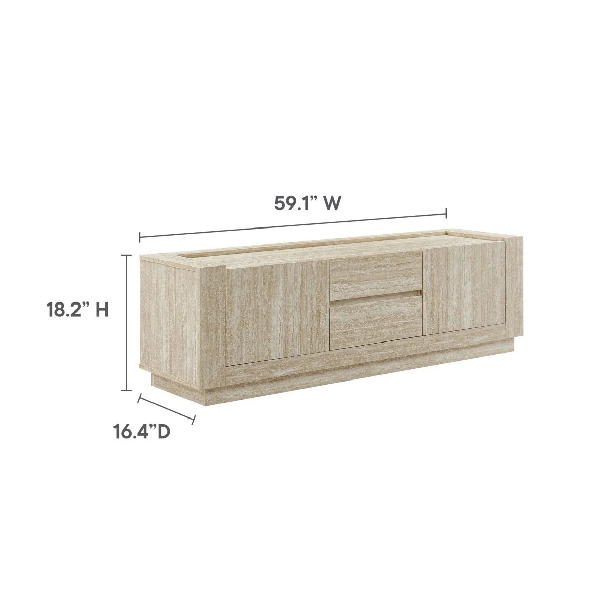 59 Inch Modern Travertine TV Stand in Travertine - Image 3