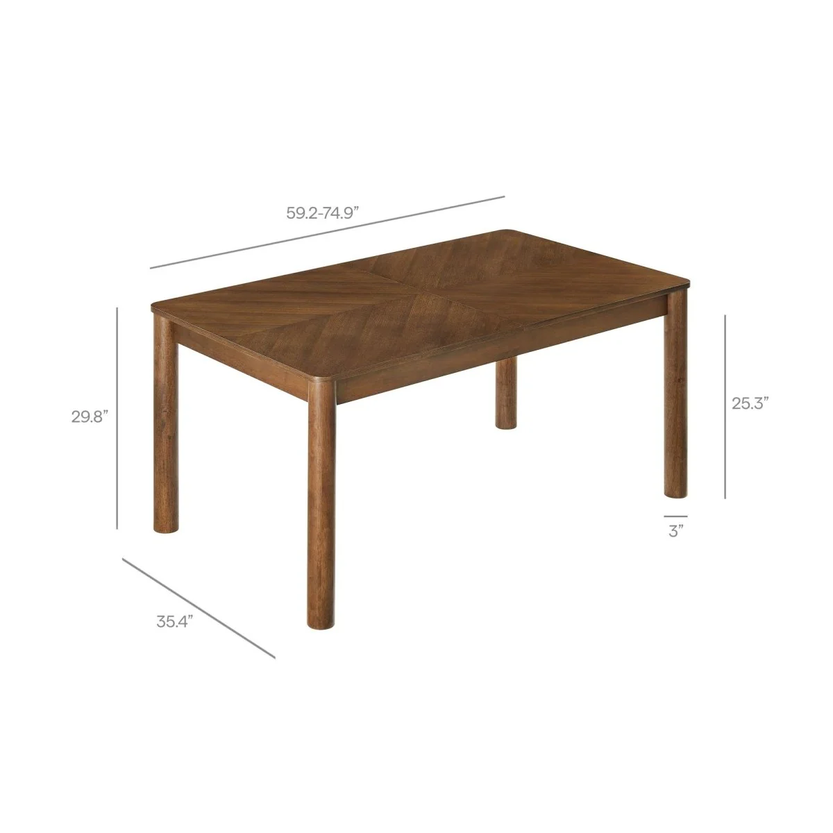 59 to 75 Inch Extendable Chevron Wood Veneer Dining Table - Image 19