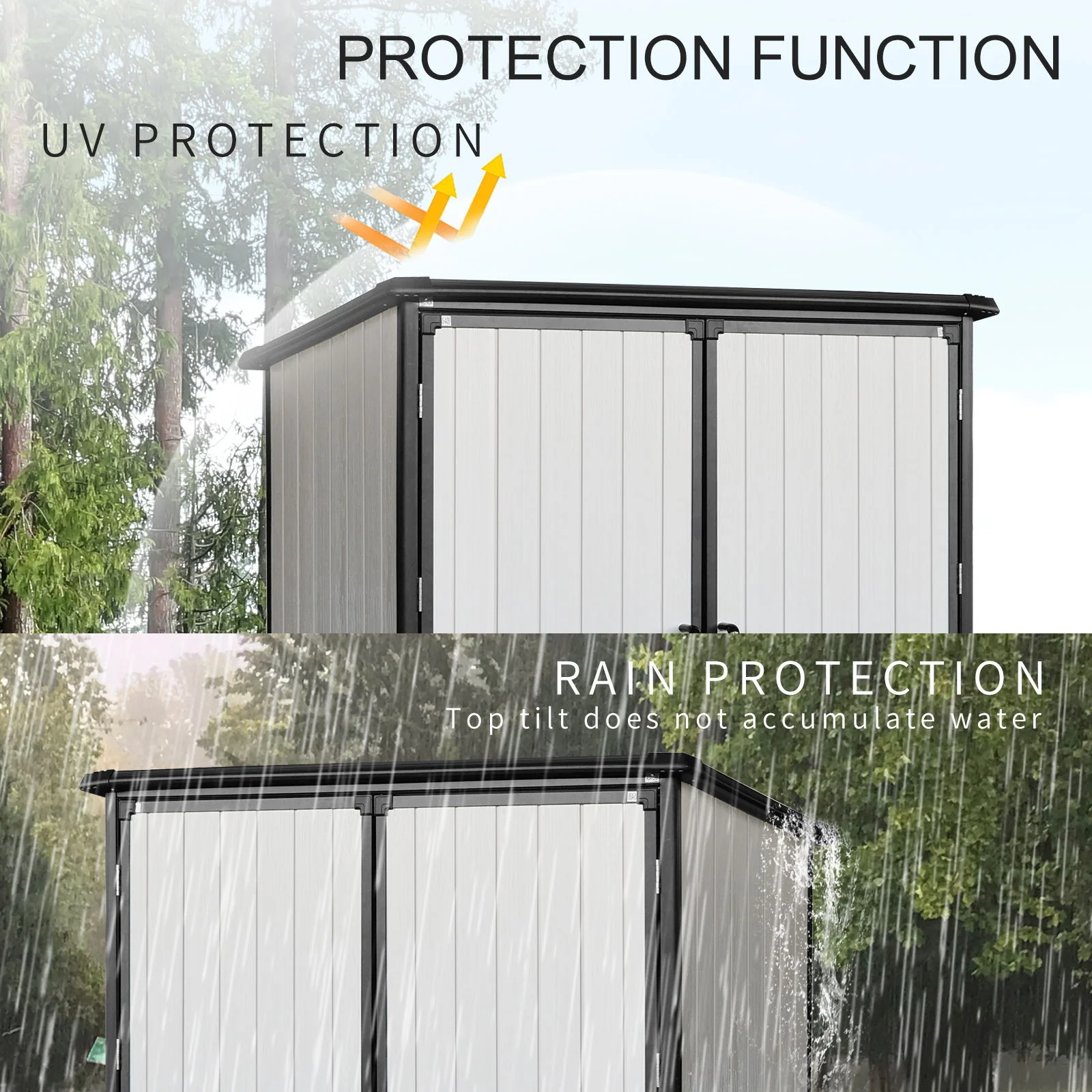 5X3Ft Outdoor Storage Shed Waterproof Resin Cabinet With Lockable Doors For Bikes And Patio Furniture - Black - Image 5