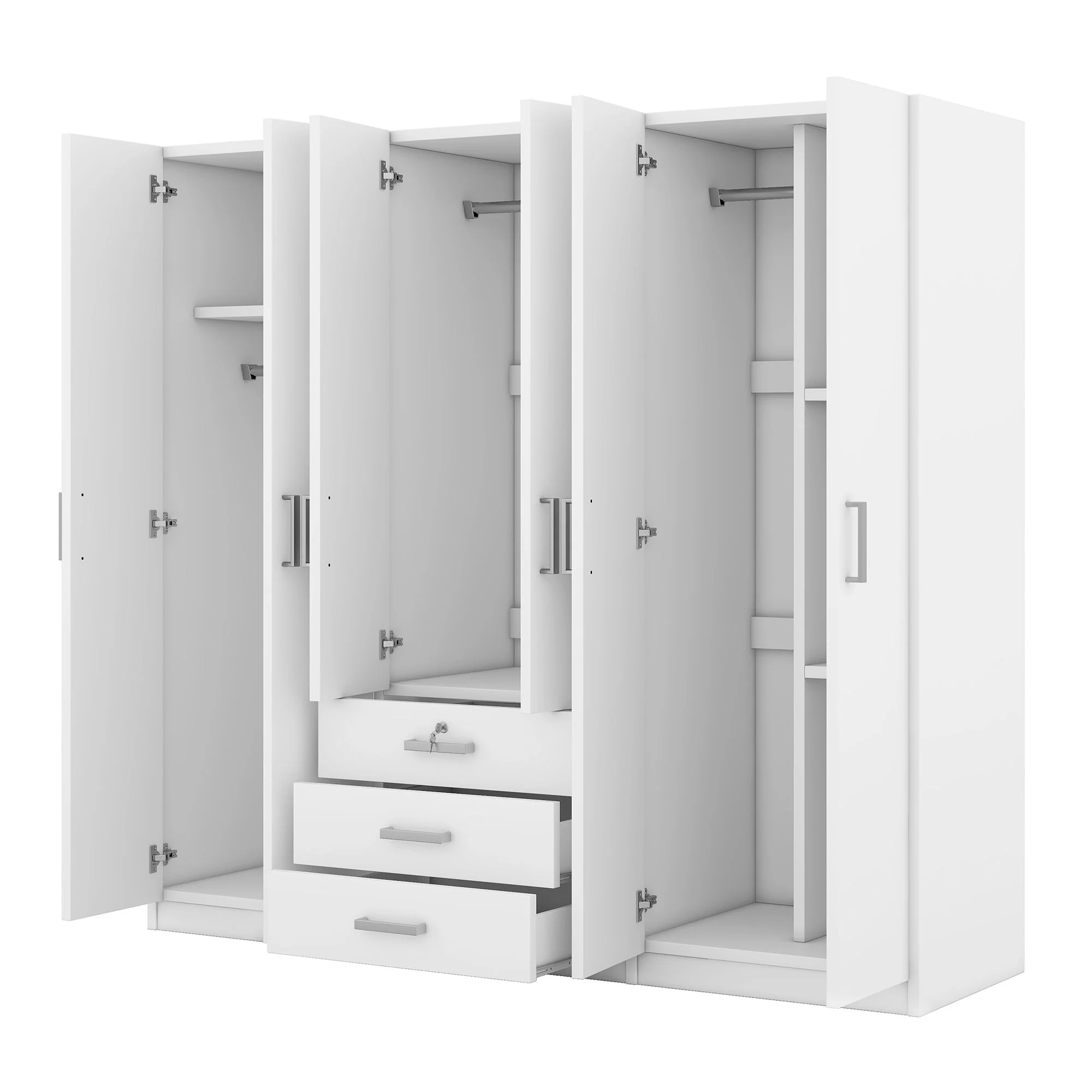 6 Doors Wardrobe Storage For Bedroom, With Big Drawers - Image 21