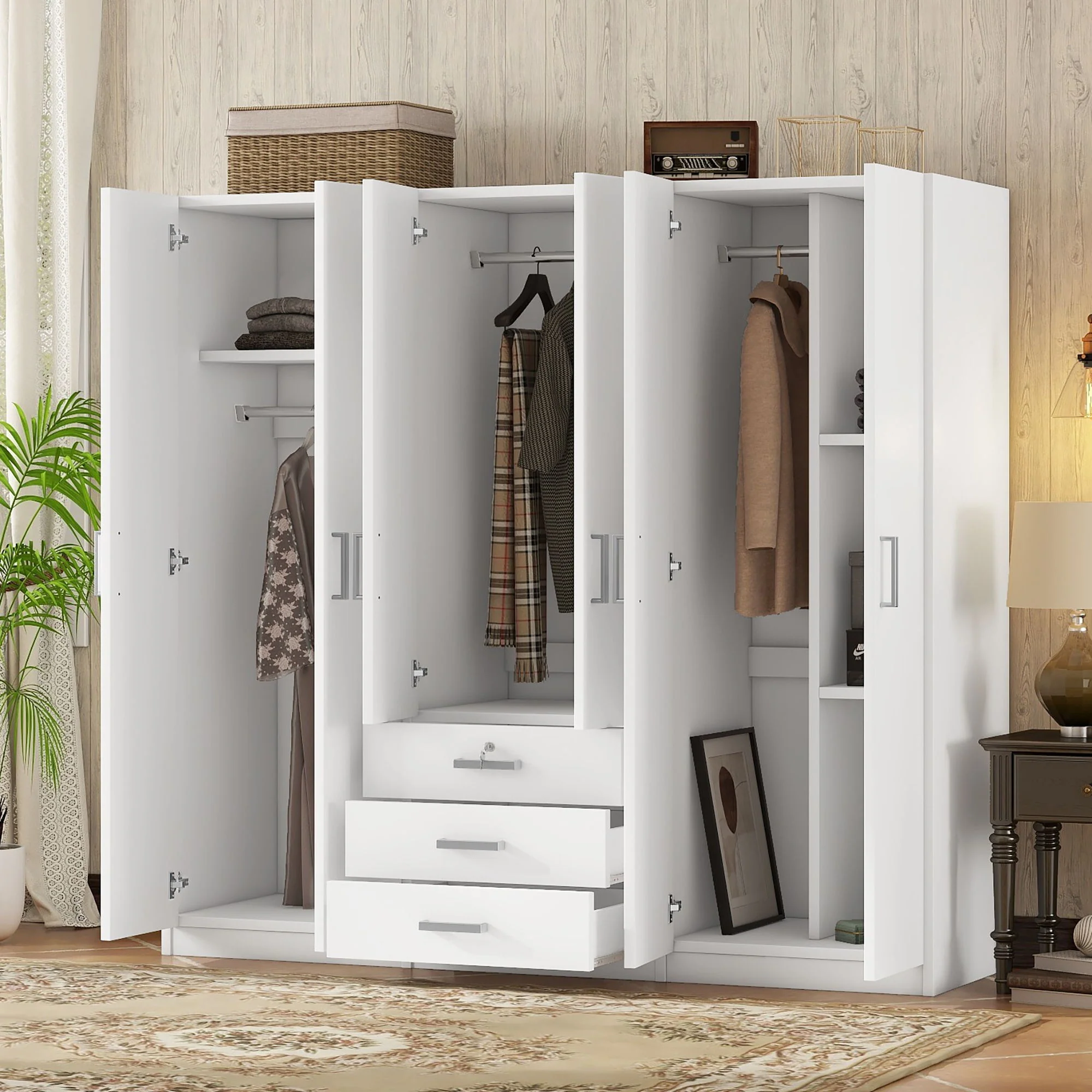 6 Doors Wardrobe Storage For Bedroom, With Big Drawers - Image 3