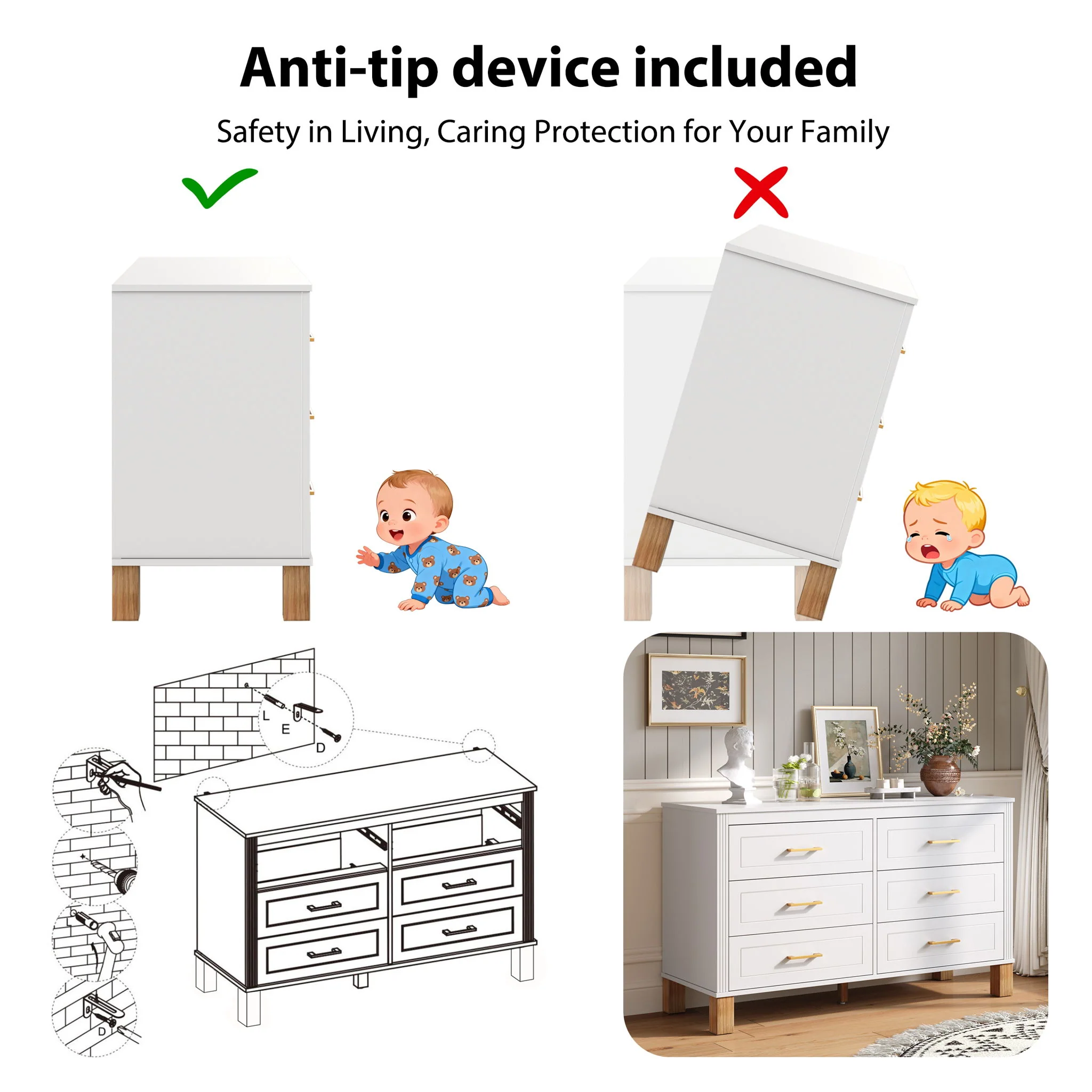 6 Drawer Double Dresser - Image 16