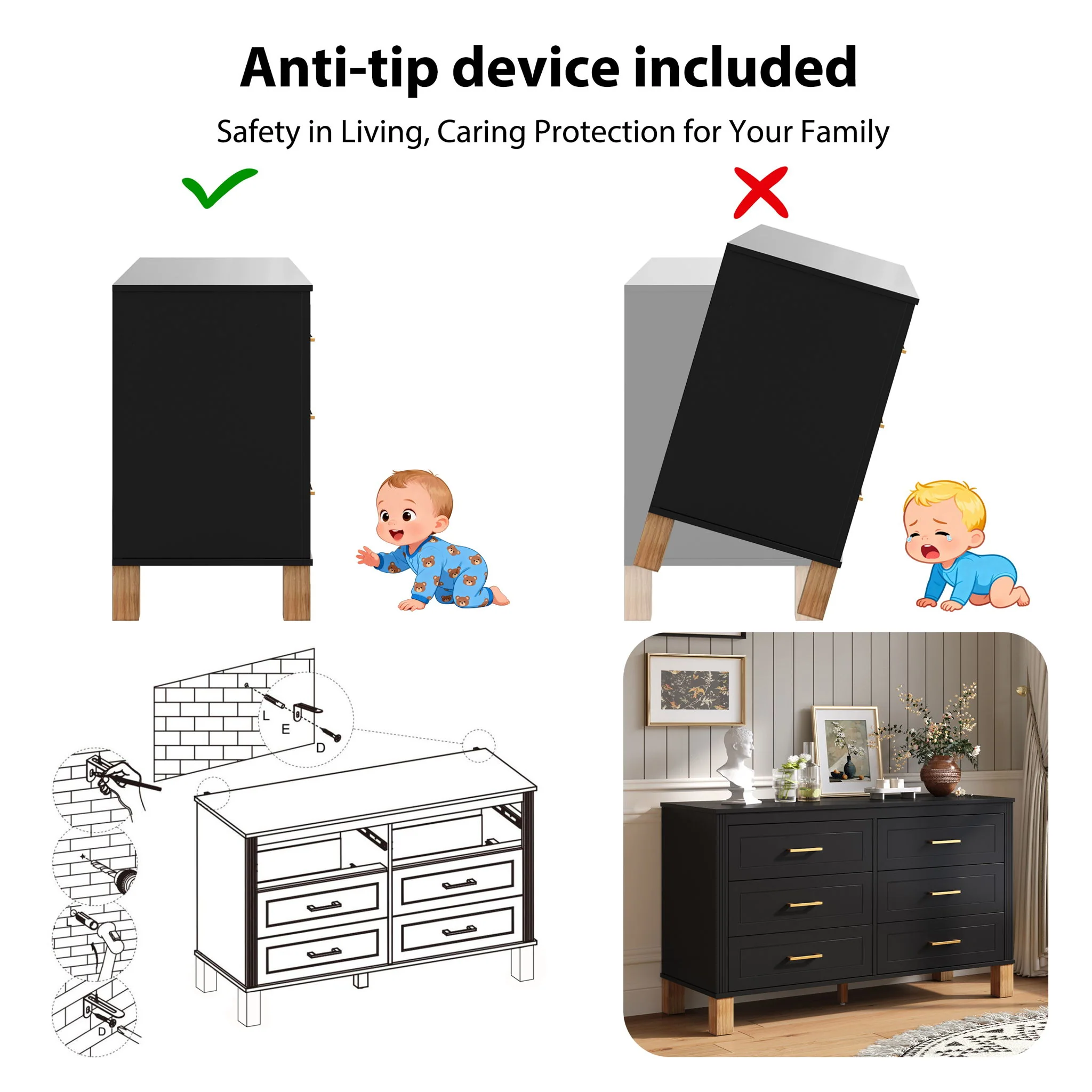 6 Drawer Double Dresser - Image 7