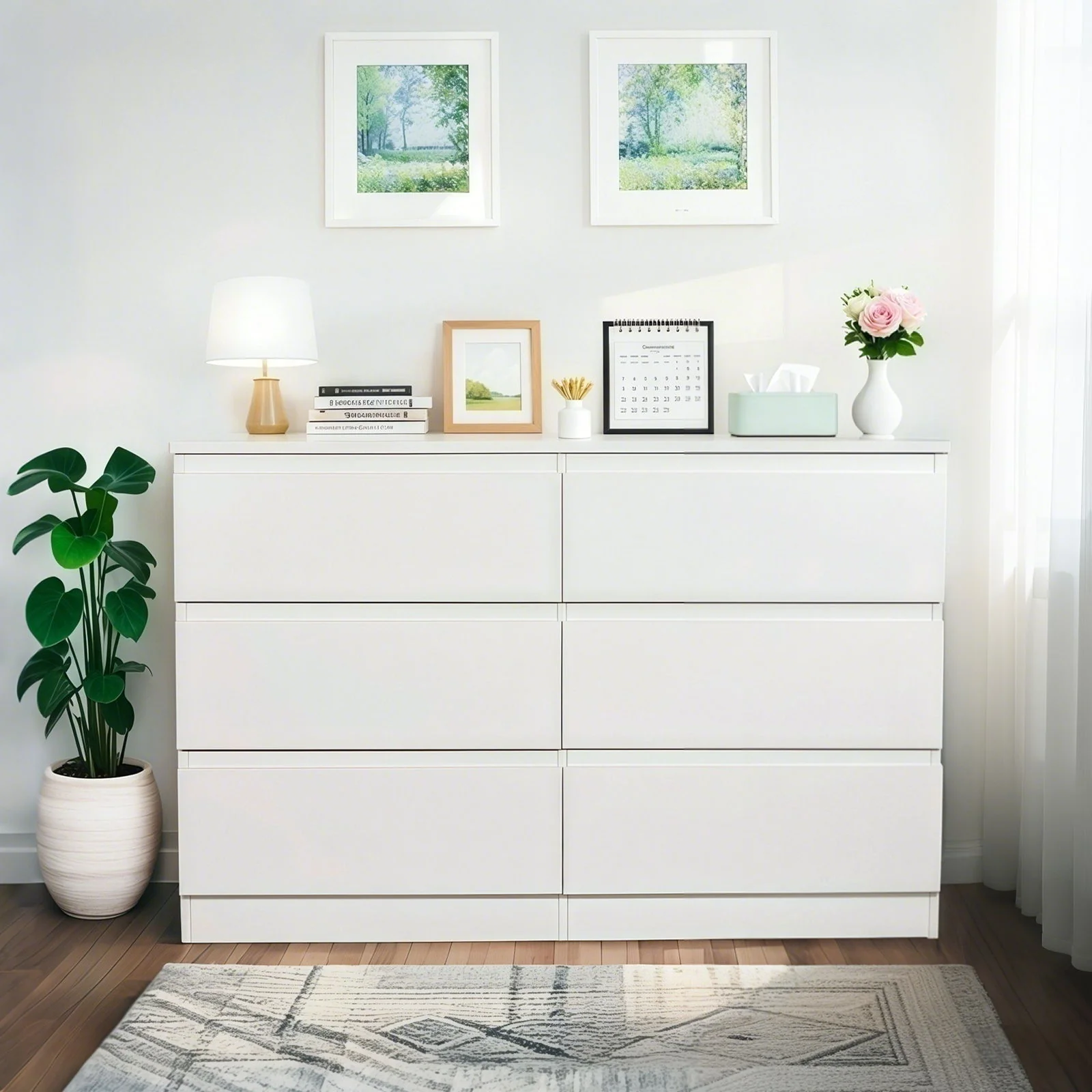 6 Drawer Dresser With Spacious Countertop And Concealed Handles - Image 8