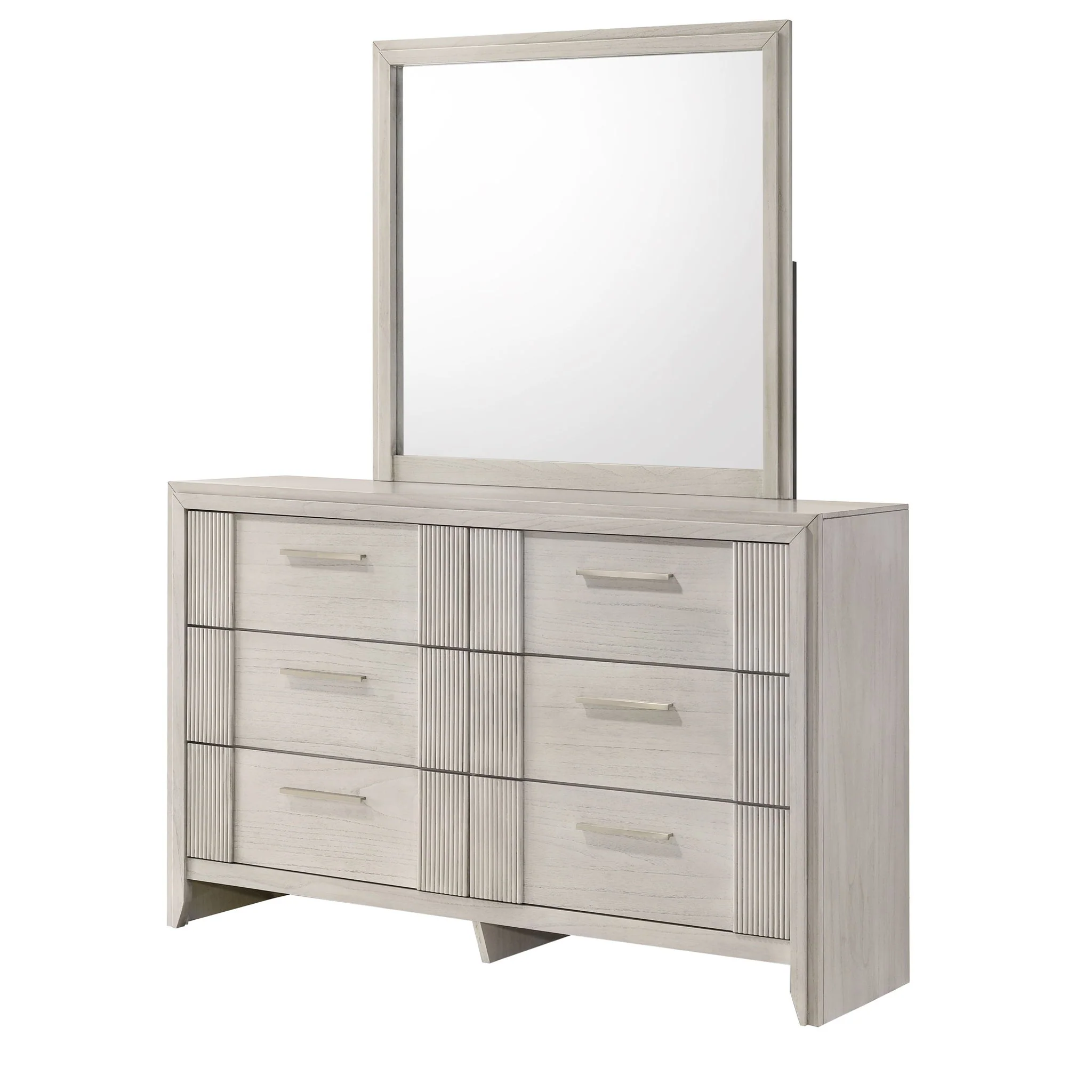6 Drawer Storage Dresser Furniture - Antique White - Image 5