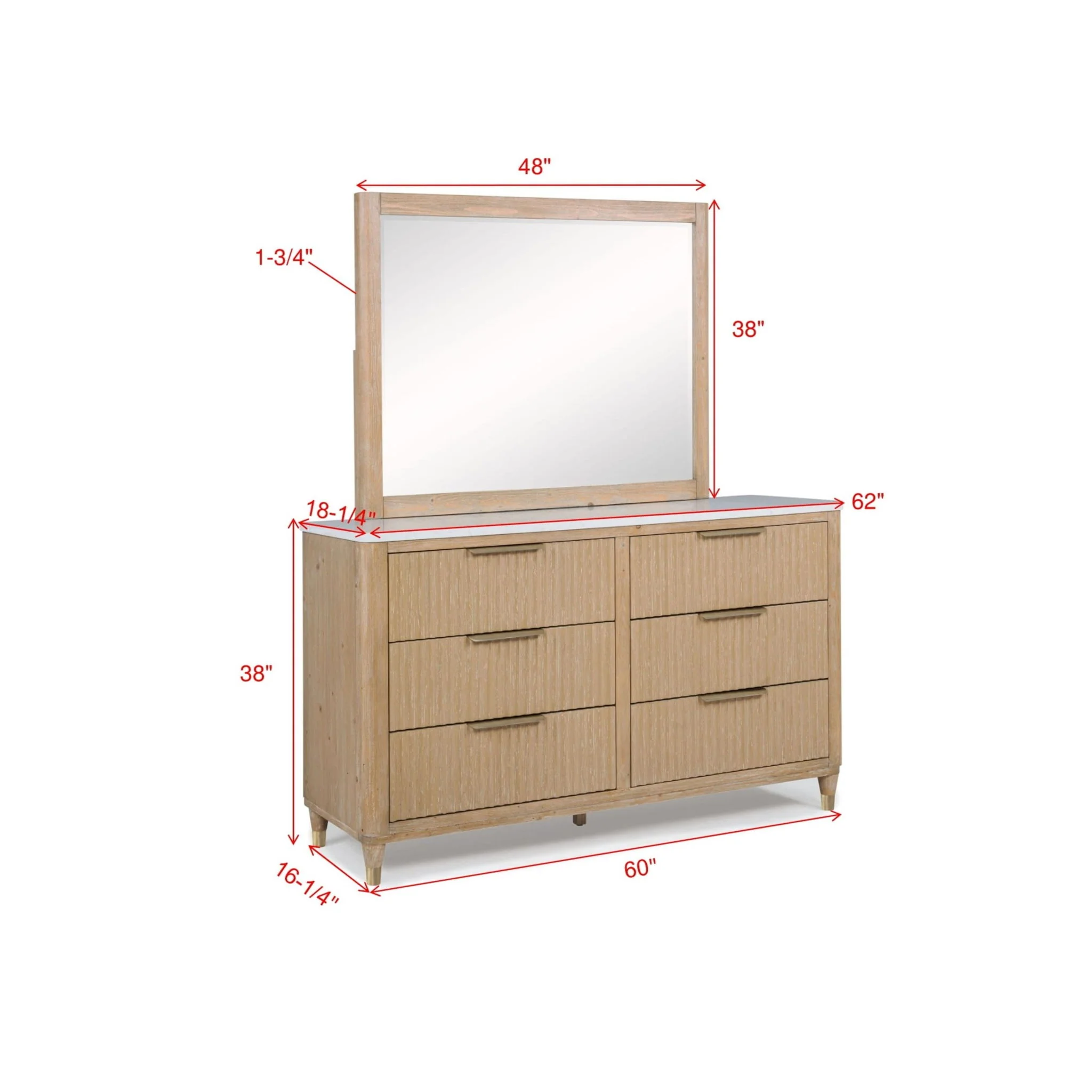 6 Drawers Dresser With Accented Hardware - Natural Wood - Image 4