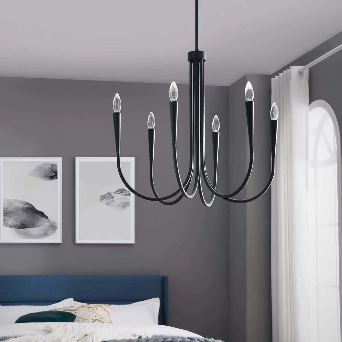 6-Light Modern Metal Chandelier – Contemporary Minimalist Ceiling Light Fixture - Image 11