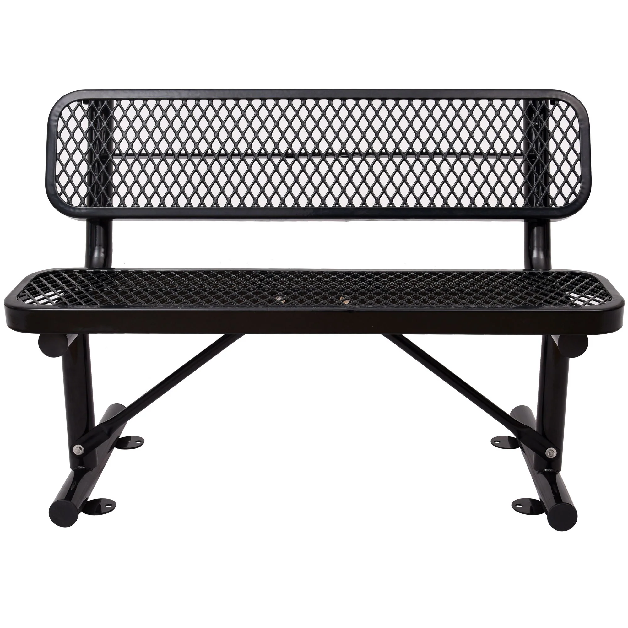 6' Outdoor Steel Bench With Backrest - Image 15
