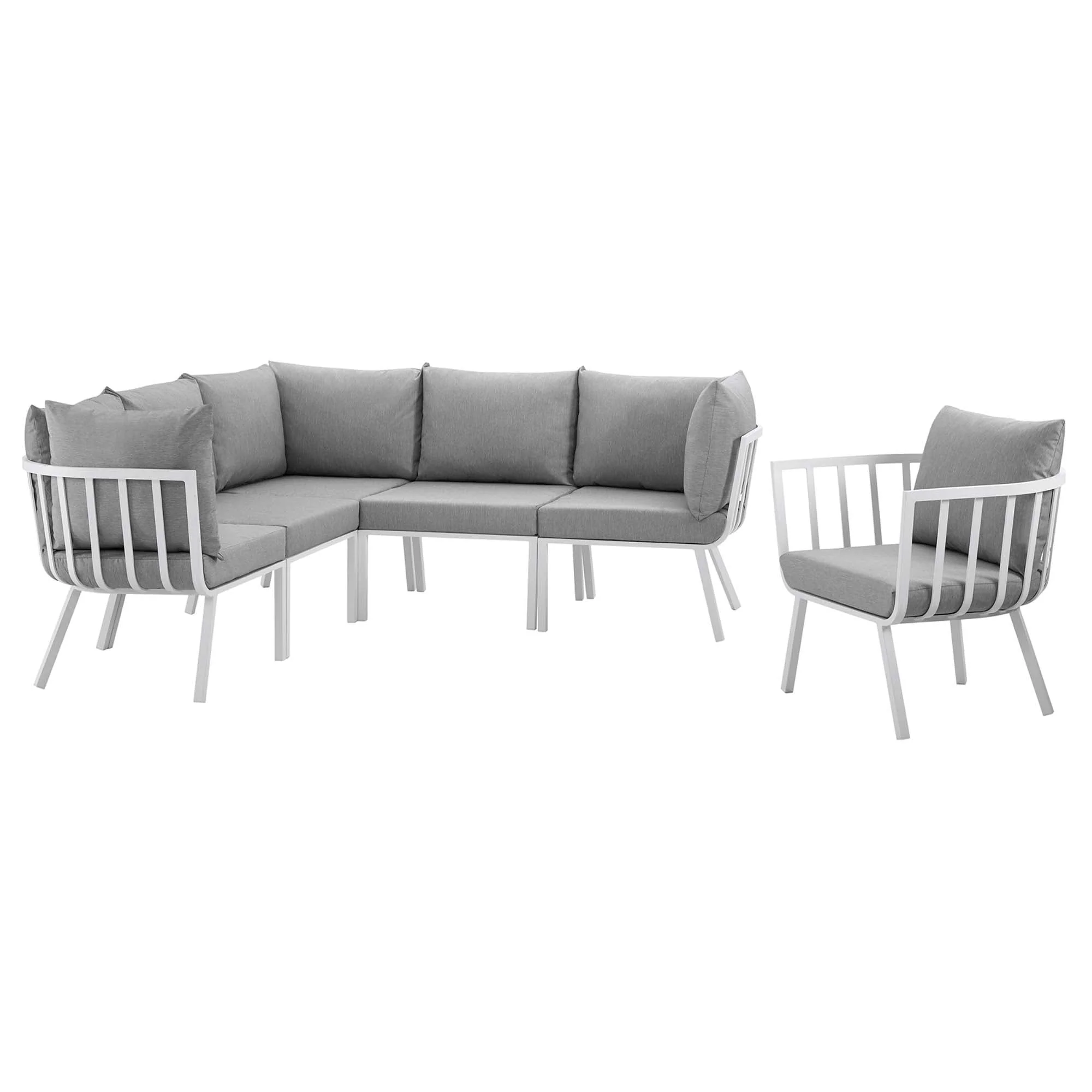 6-Piece Aluminum Outdoor Patio Sectional Sofa Set with Comfortable Cushions - Image 19