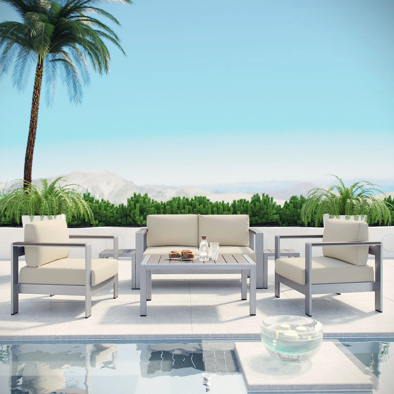 6-Piece Aluminum Outdoor Sectional Sofa Set for Patio, Garden and Poolside Seating - Image 6