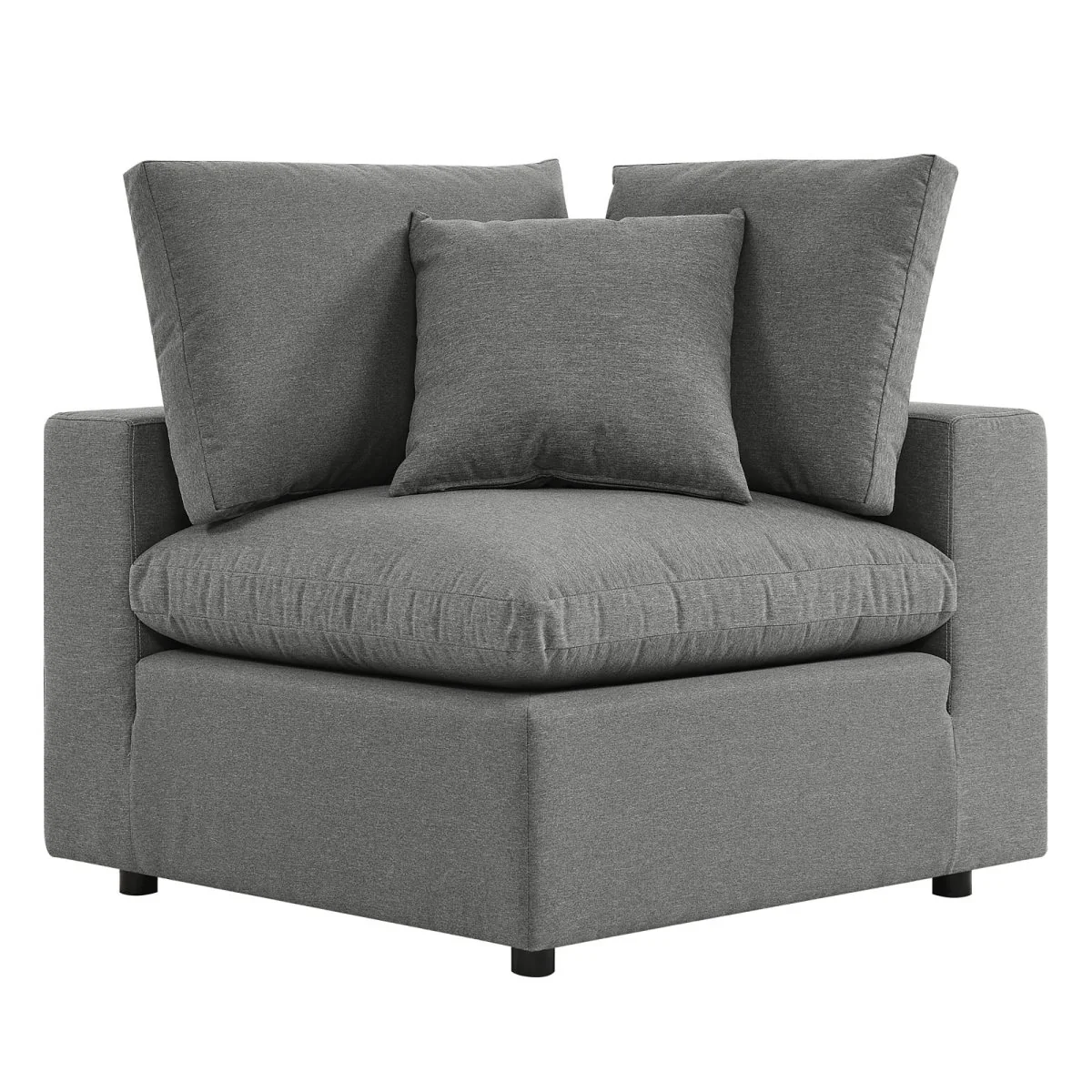 37" 6-Piece Charcoal Aluminum Outdoor Sectional Sofa with Weather-Resistant Cushions - Image 8