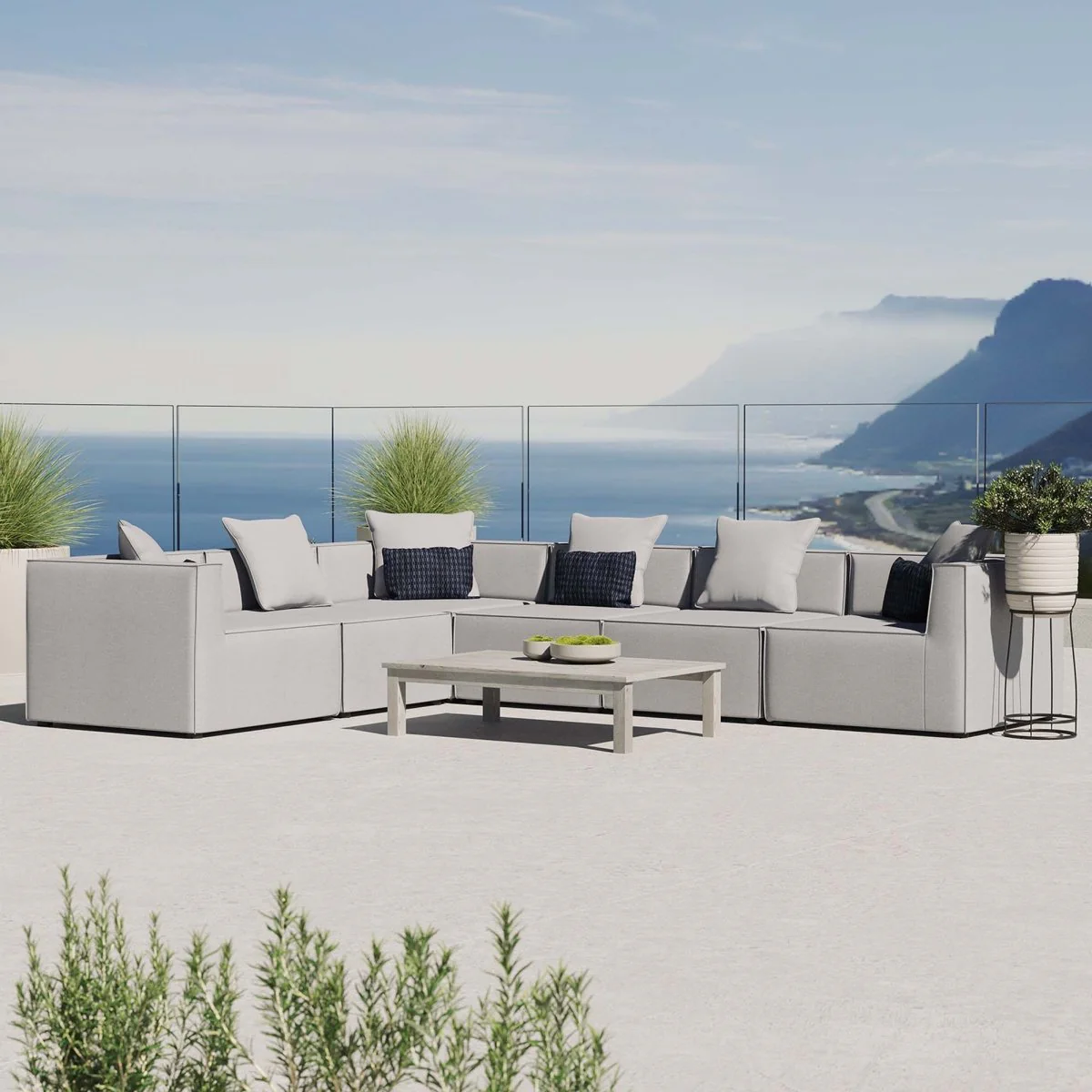 6-Piece Modern Upholstered Outdoor Sectional Sofa for Patio, Backyard and Terrace Seating - Image 33